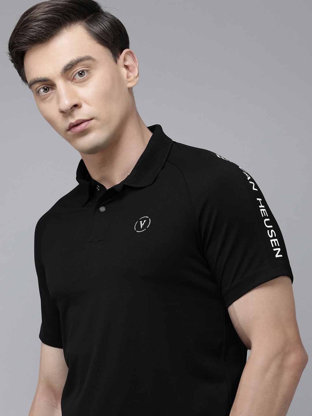 

Van Heusen Flex Men Polo Collar T-shirt, Black