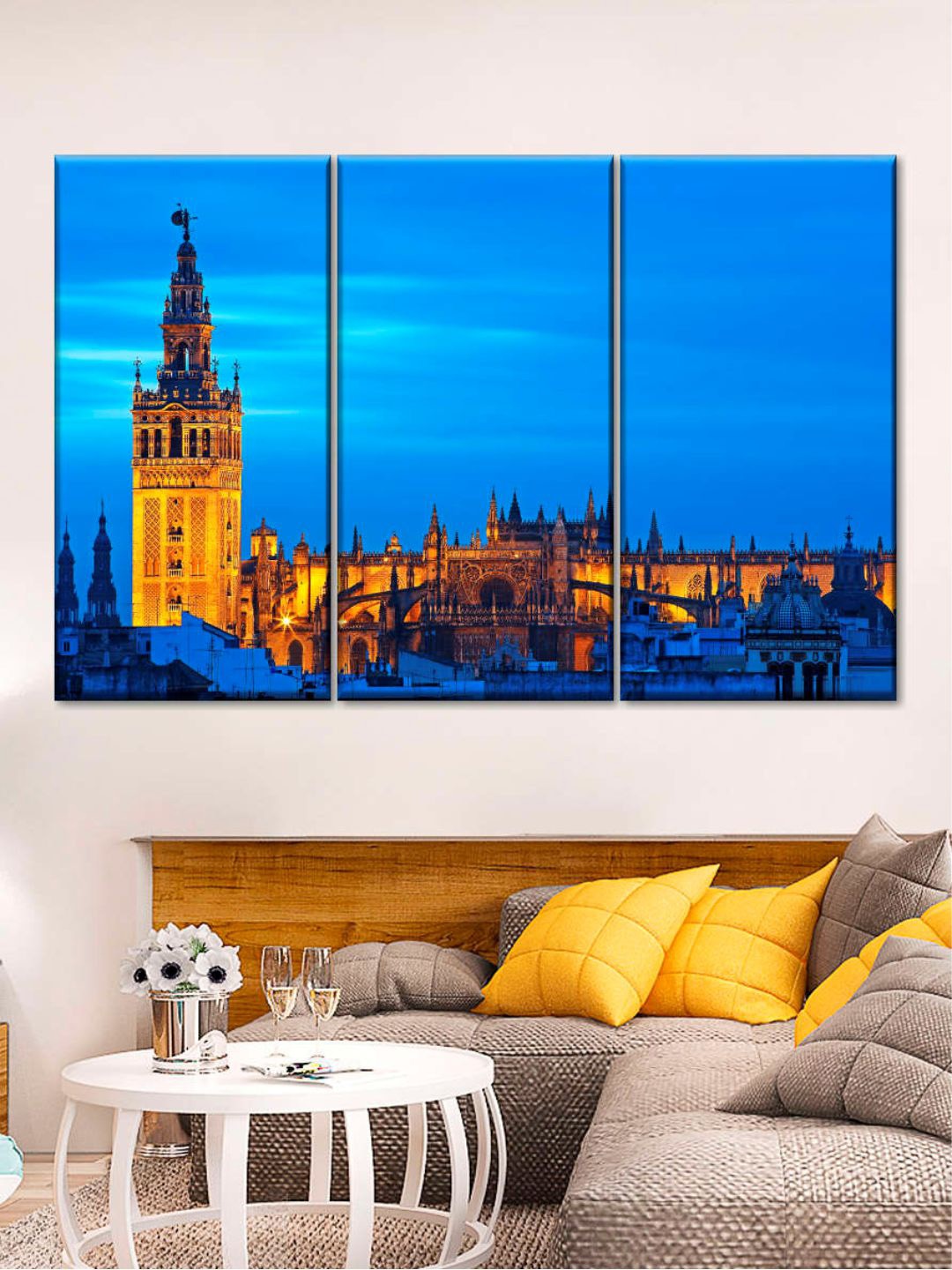 

POSTERS AND TRUSS 3 Pieces Brown & Blue Painting Wall Art