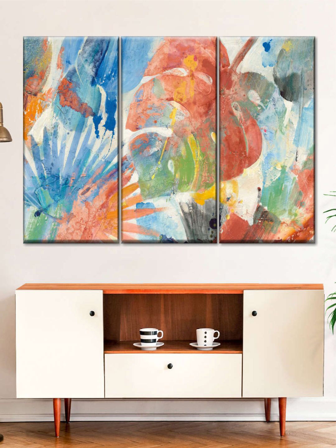 

POSTERS AND TRUSS Red & Blue 3 Pieces Painting Wall Art