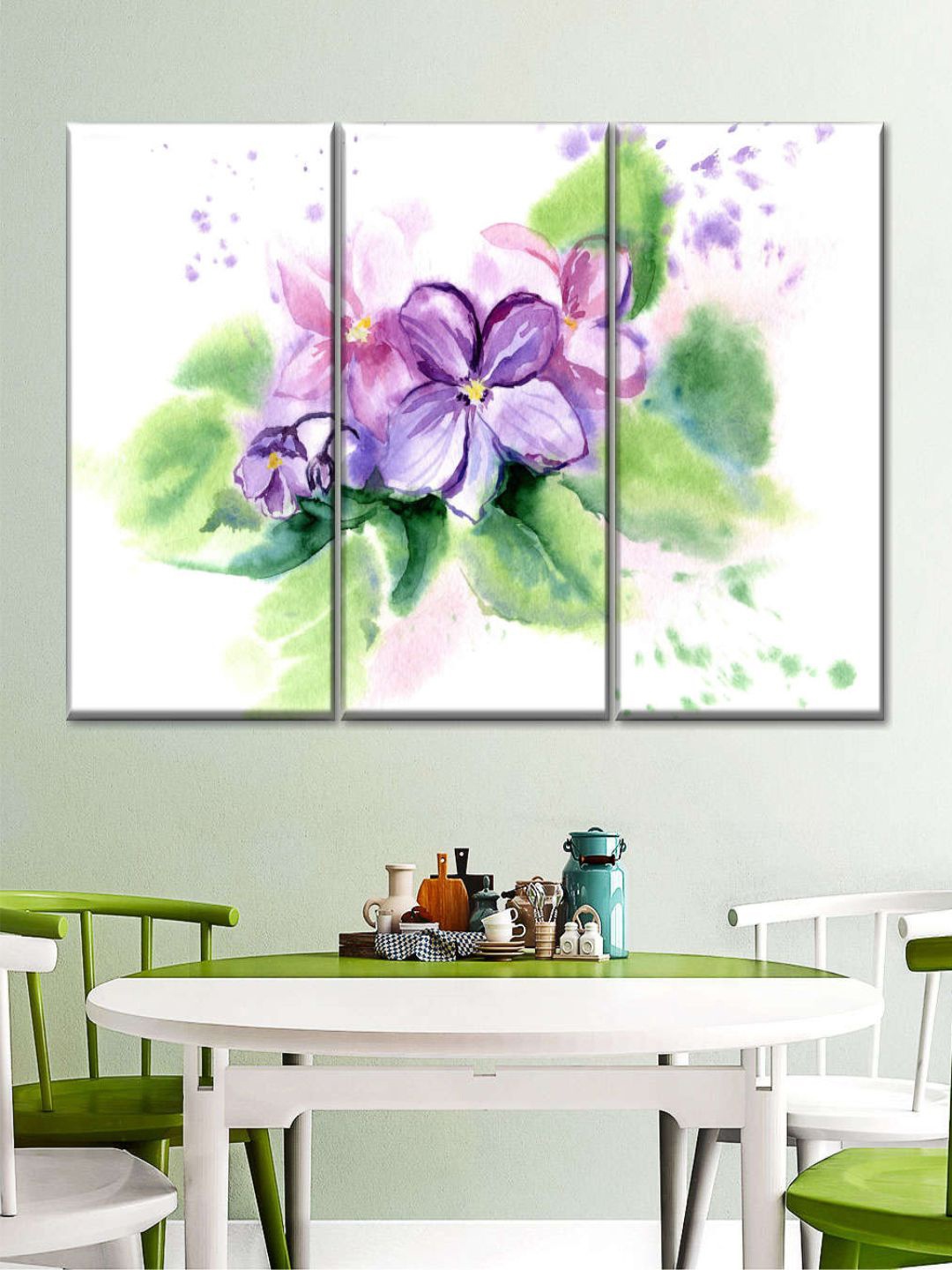 

POSTERS AND TRUSS White & Green 3 Pieces Painting Wall Art