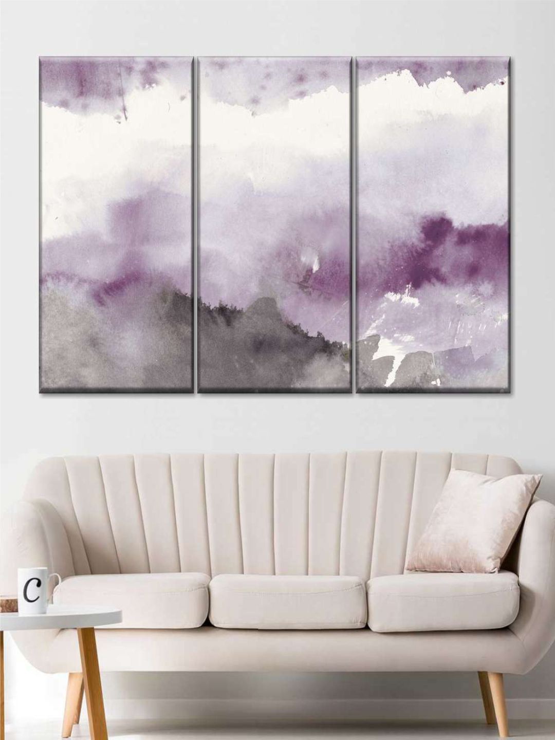 

POSTERS AND TRUSS Purple & Grey 3 Pieces Lake Amethyst Painting Wall Art