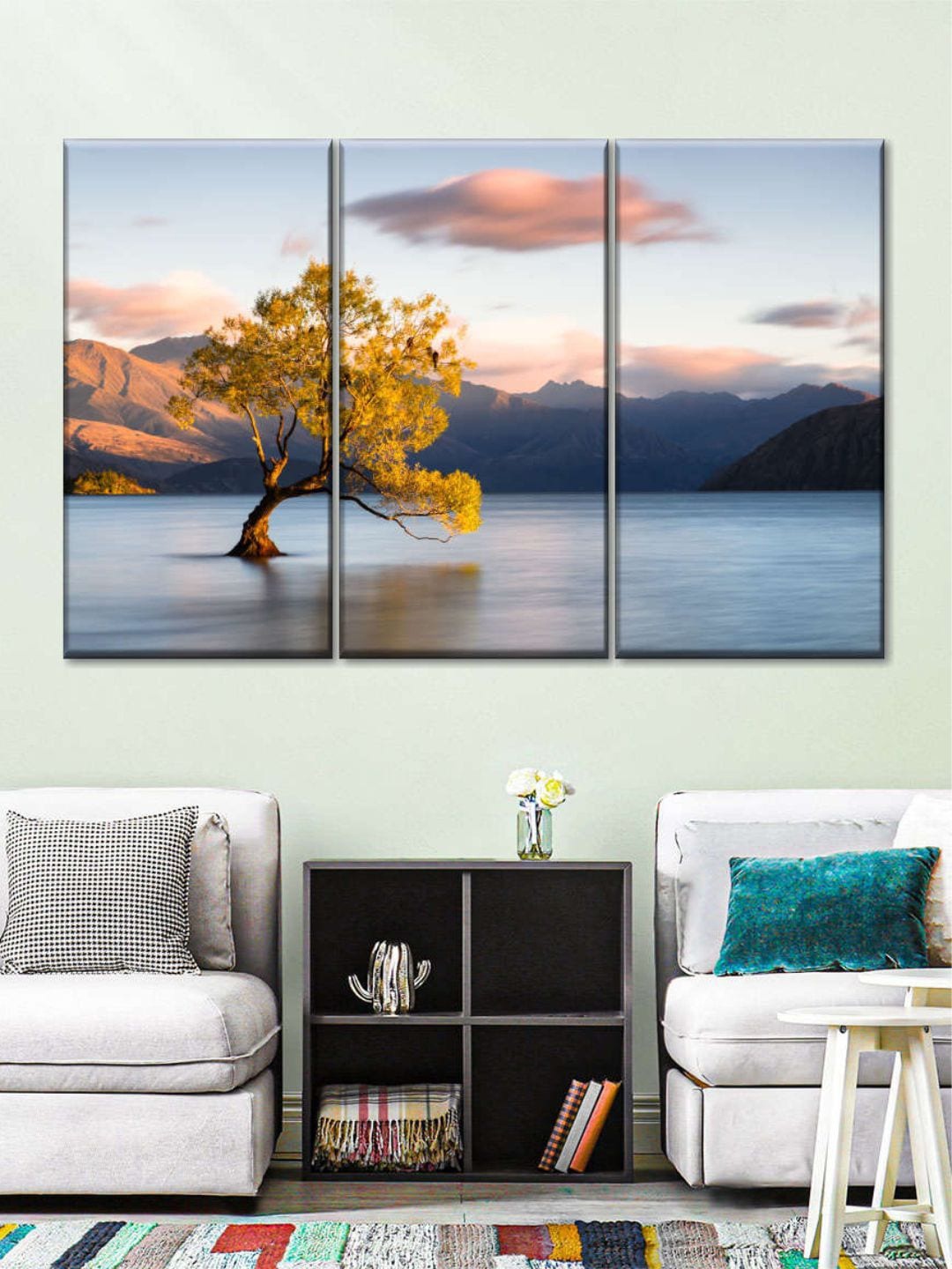 

POSTERS AND TRUSS Blue & Yellow 3 Pieces Lake Wanaka Wall Art