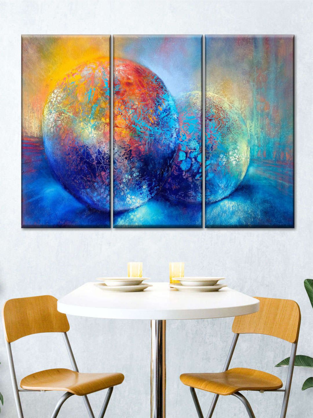 

POSTERS AND TRUSS Blue & Yellow 3 Pieces Small Treasures Painting Wall Art