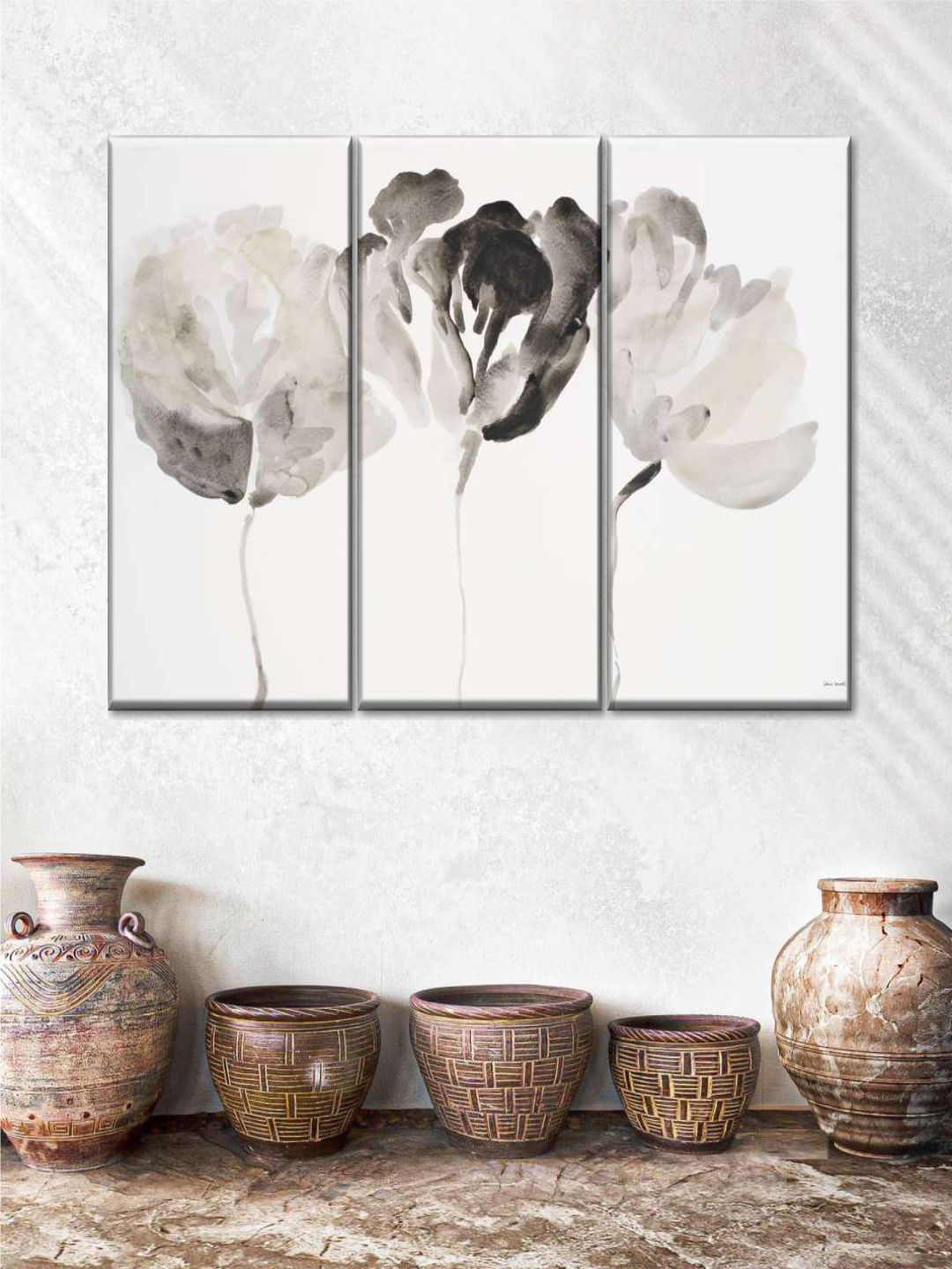 

POSTERS AND TRUSS Grey 3 Pieces Trio In Light Printed Framed Wall Art