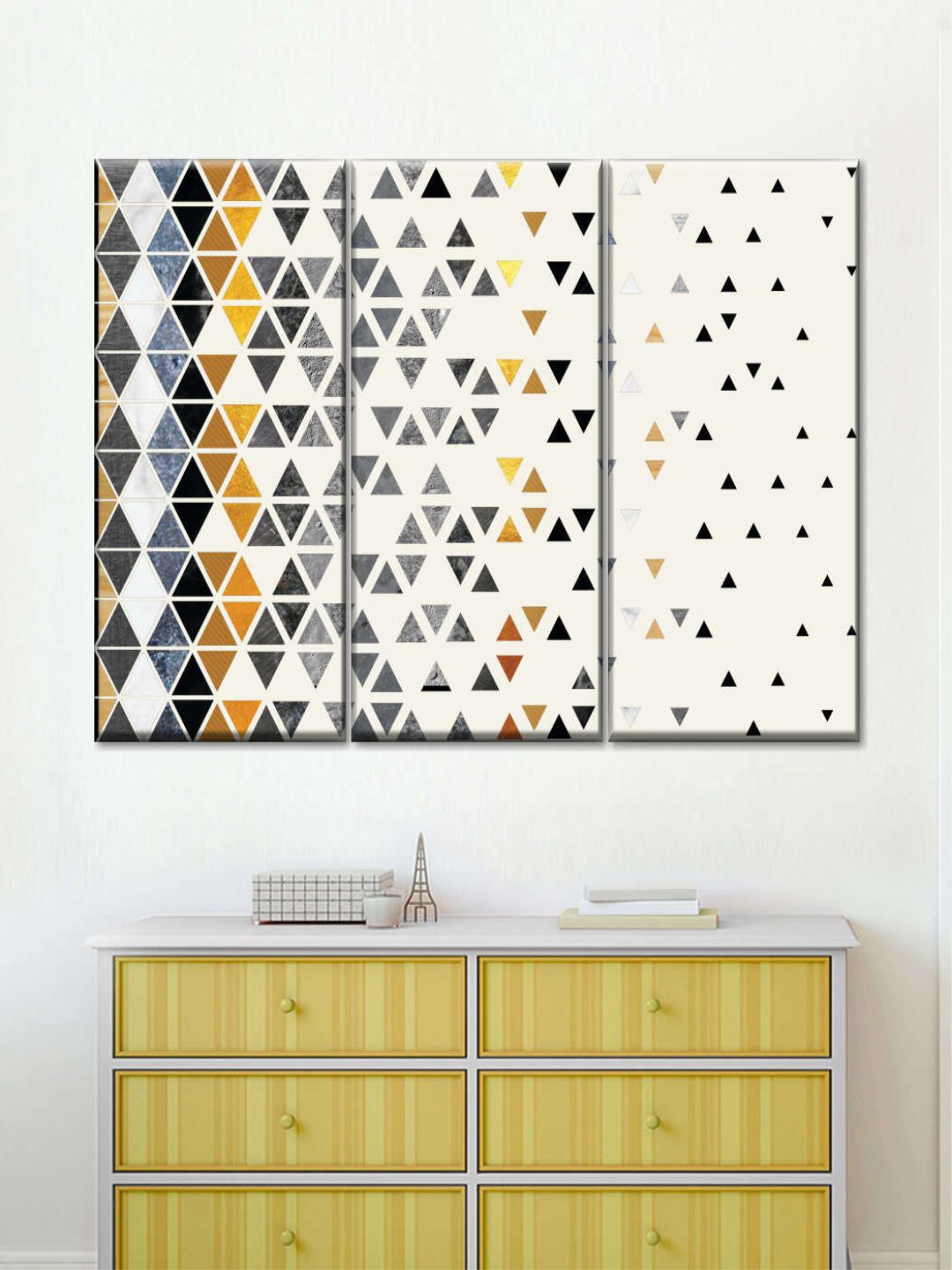 

POSTERS AND TRUSS White & Grey 3 Pieces Triangle Madness Wall Art