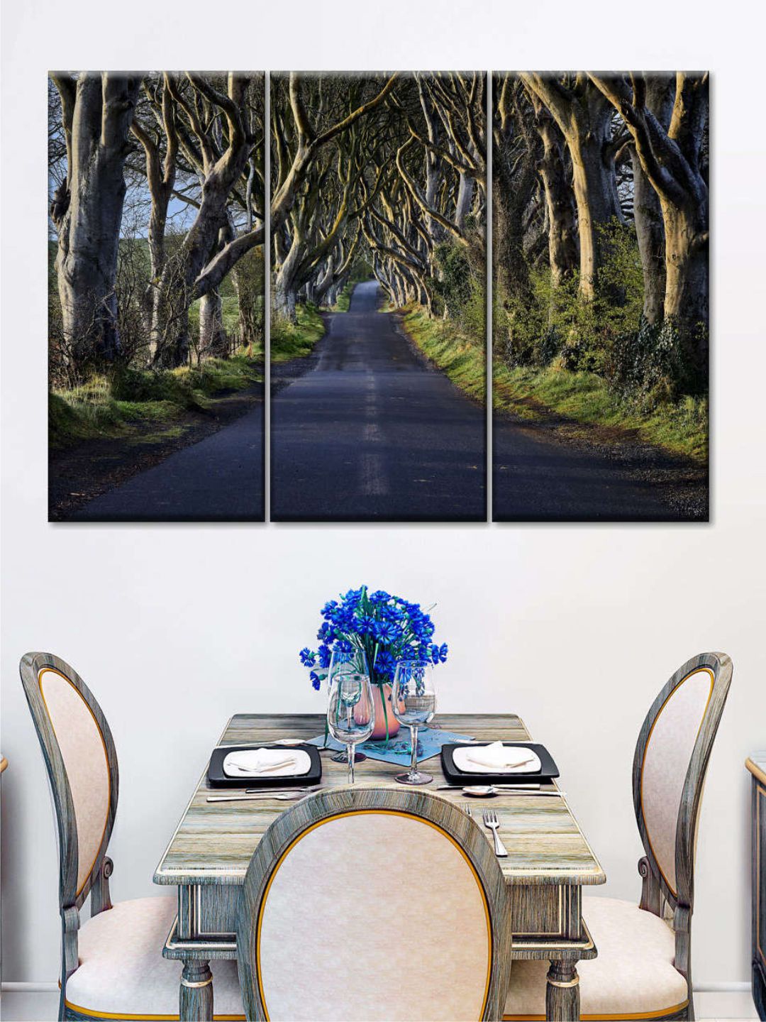 

POSTERS AND TRUSS Green & Blue 3 Pieces The Dark Hedges Painting Wall Art