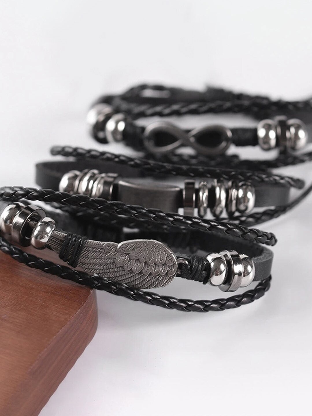 

Peora Men Set Of 5 Silver-Plated Multistrand Bracelets