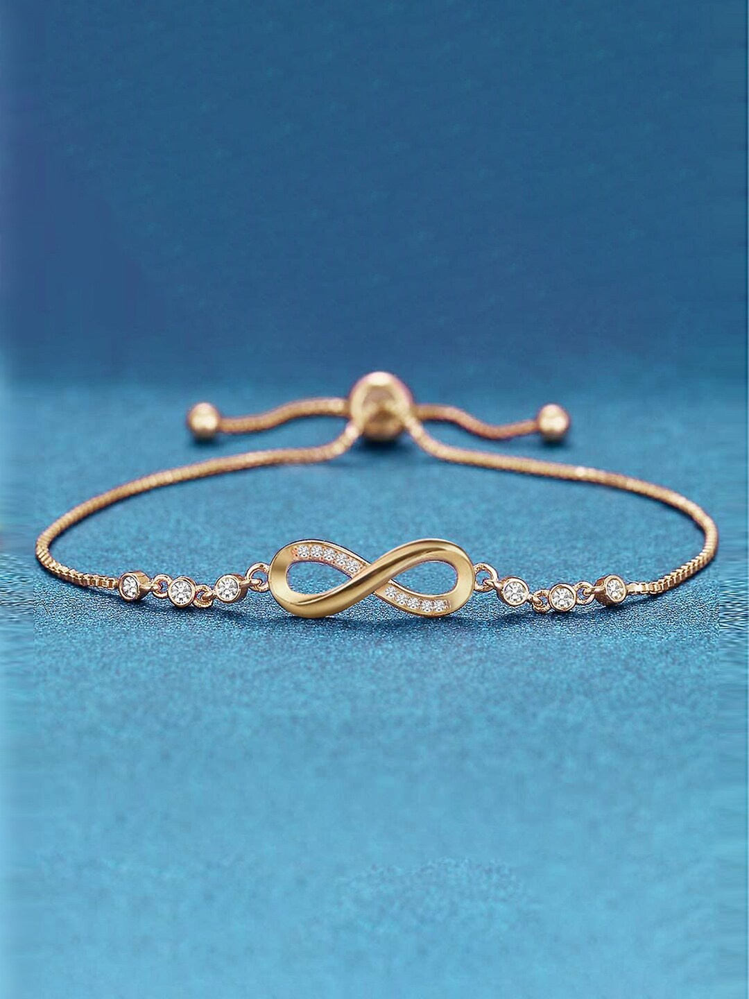 

Peora Women Cubic Zirconia Gold-Plated Charm Bracelet