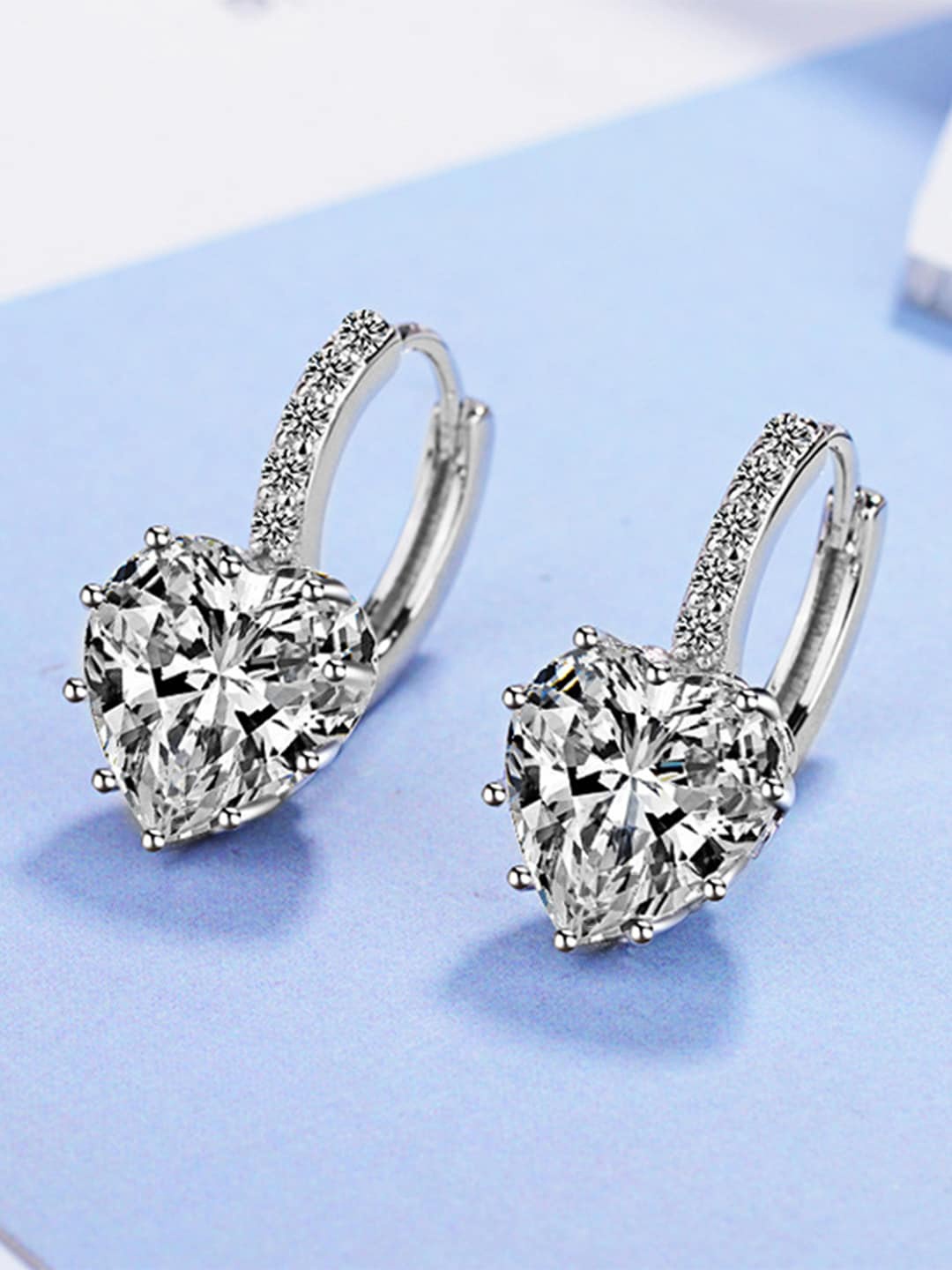 

Peora Silver-Plated Heart Shaped Hoop Earrings