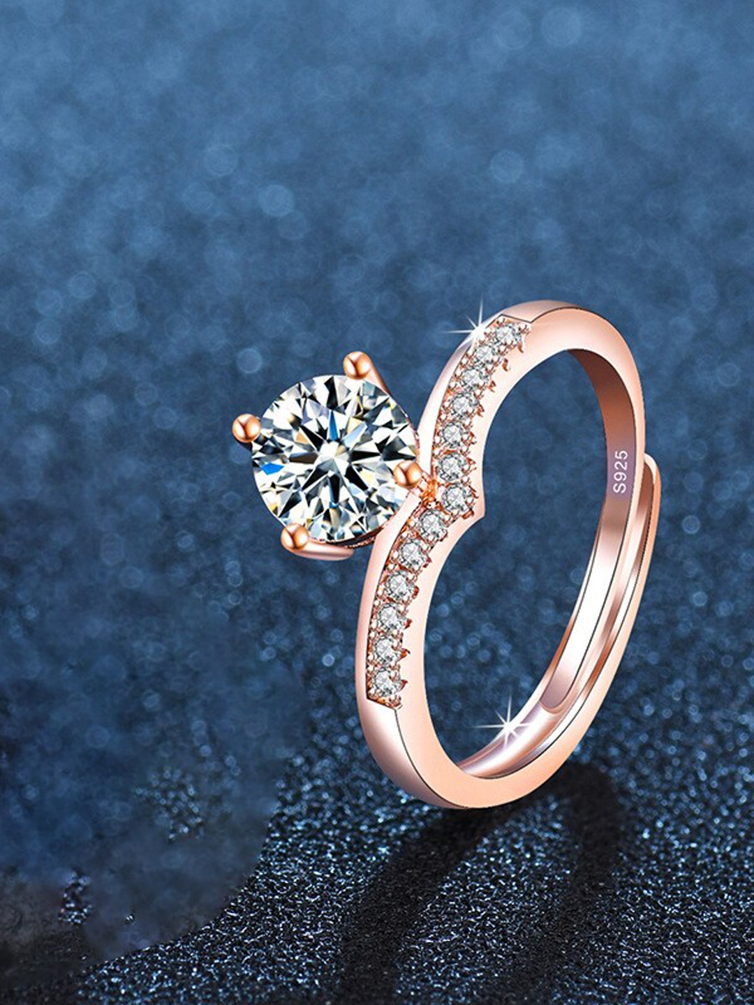

MYKI Gold-Plated CZ-Studded Adjustable Finger Ring