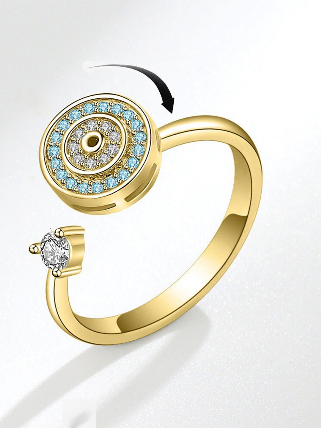 

MYKI Gold-Plated & CZ-Studded Adjustable Finger Ring