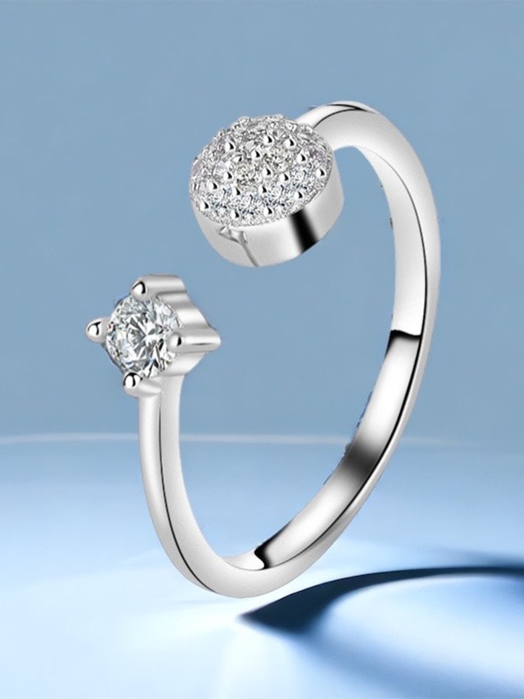 

MYKI Silver-Plated & CZ-Studded Adjustable Finger Ring