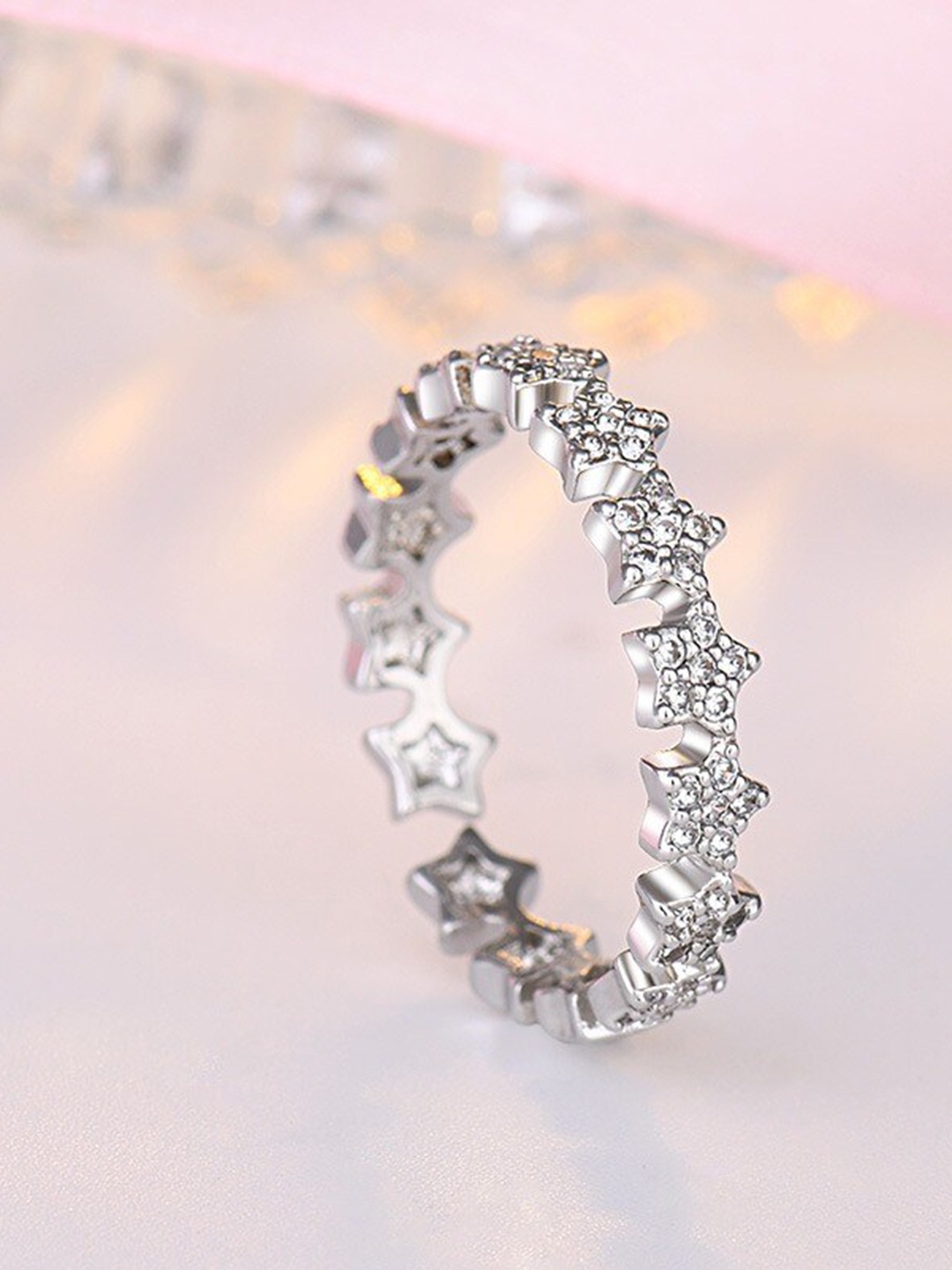 

MYKI Silver-Plated CZ-Studded Finger Ring