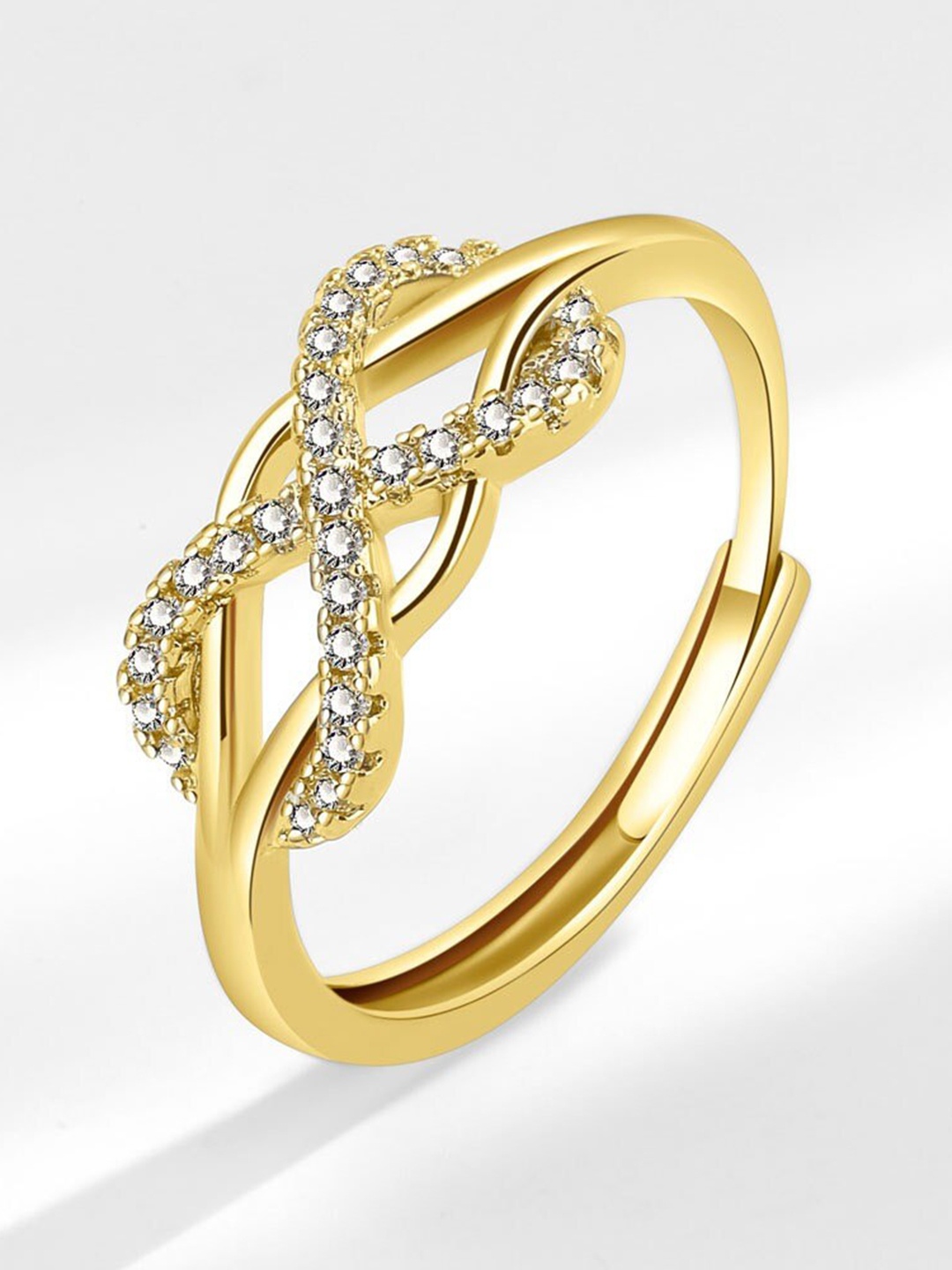 

MYKI Women Gold Plated CZ Stone Studded Adjustable Infinity Ring