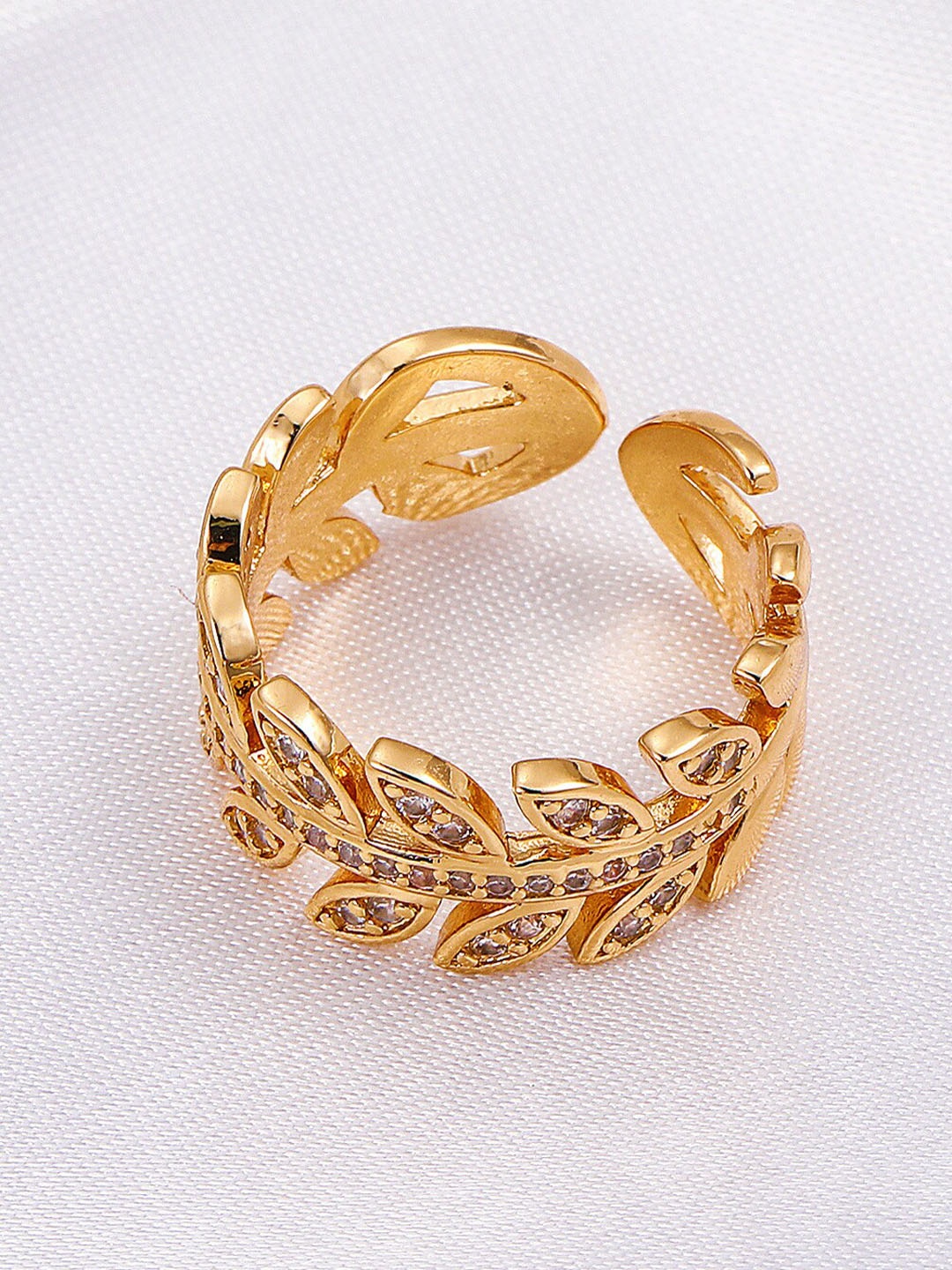 

MYKI Women Rose Gold-Plated CZ-Studded Adjustable Ring