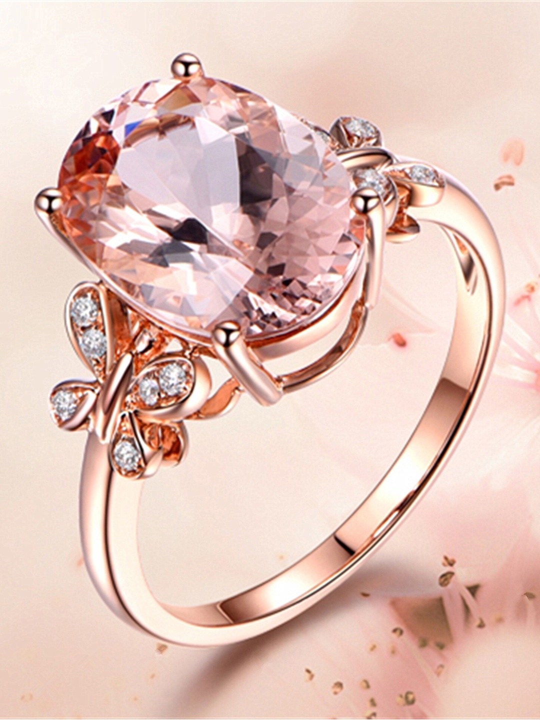 

MYKI Rose Gold-Plated CZ Stone Studded Adjustable Finger Ring