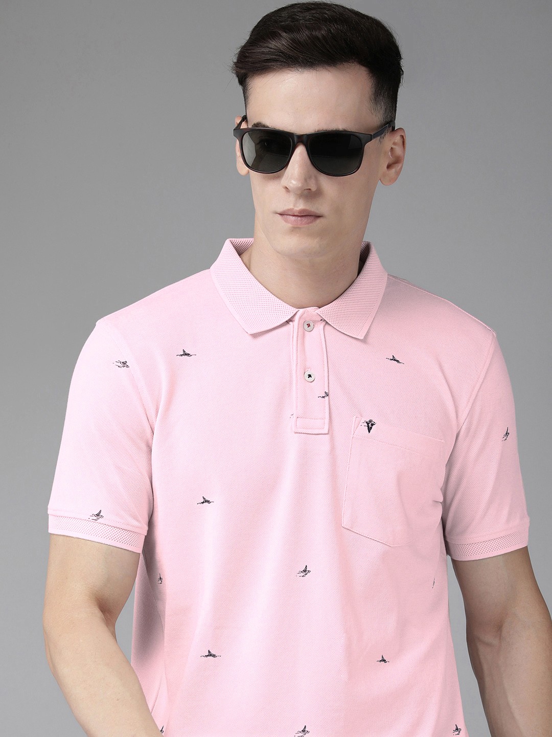 

Van Heusen Sport Men Pure Cotton Brand Logo Printed Polo Collar T-shirt, Pink
