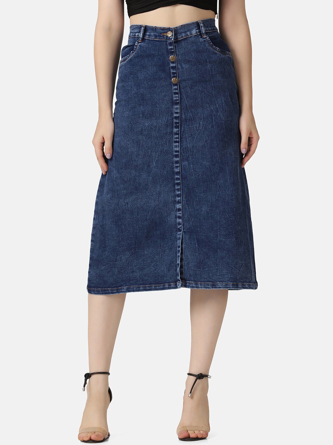 

BUY NEW TREND A-Line Denim Midi Skirt, Blue