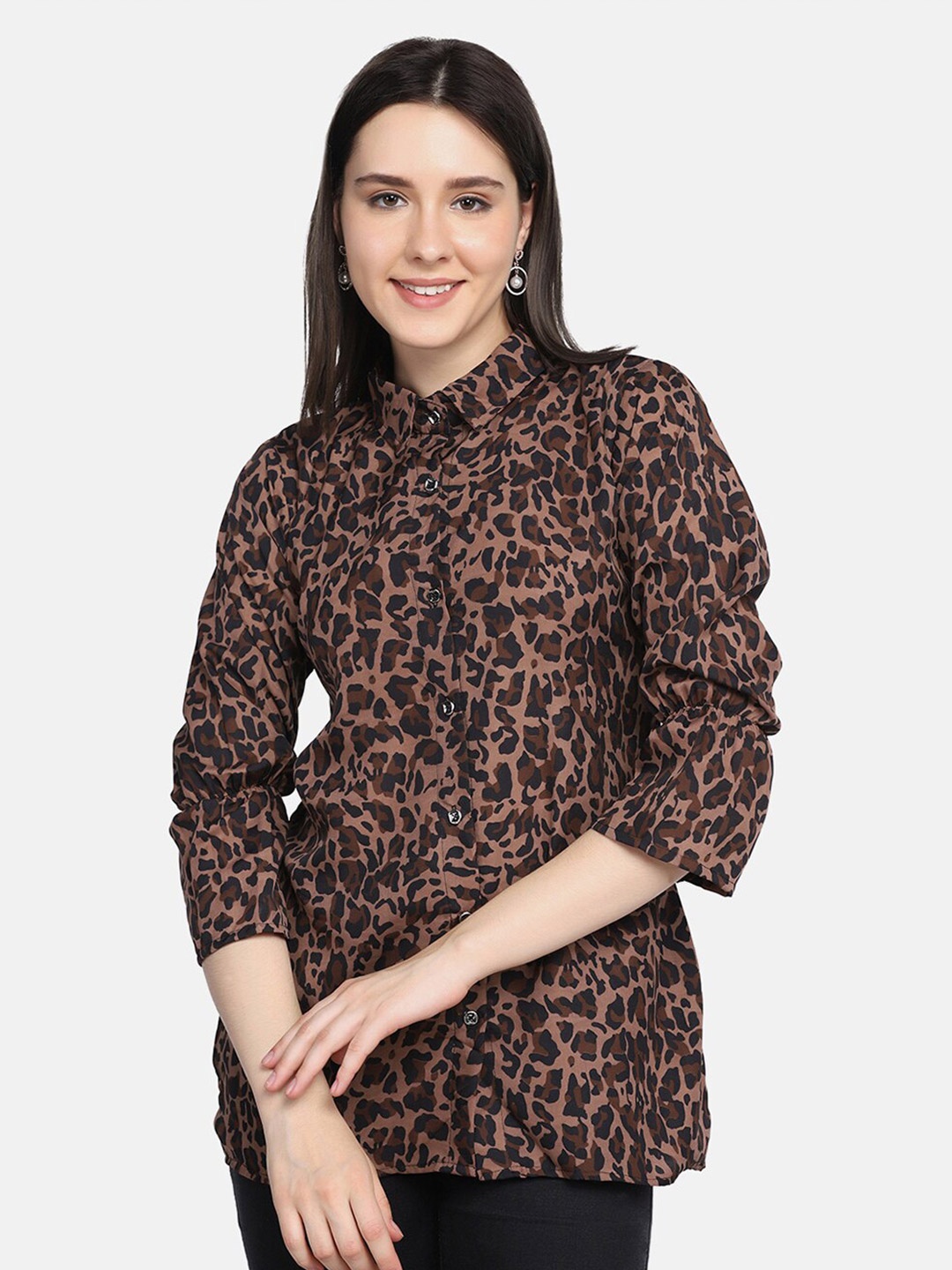 

BUY NEW TREND Animal Printed Longline Casual Shirt, Brown