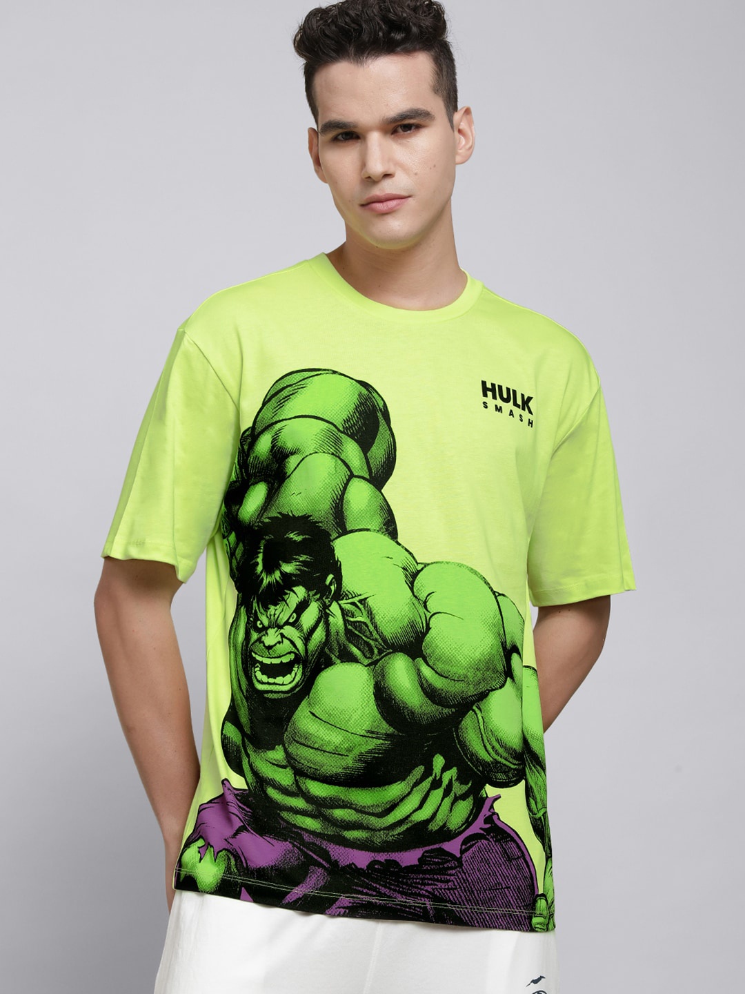 

Free Authority Hulk Printed Pure Cotton Loose Fit T-Shirt, Green