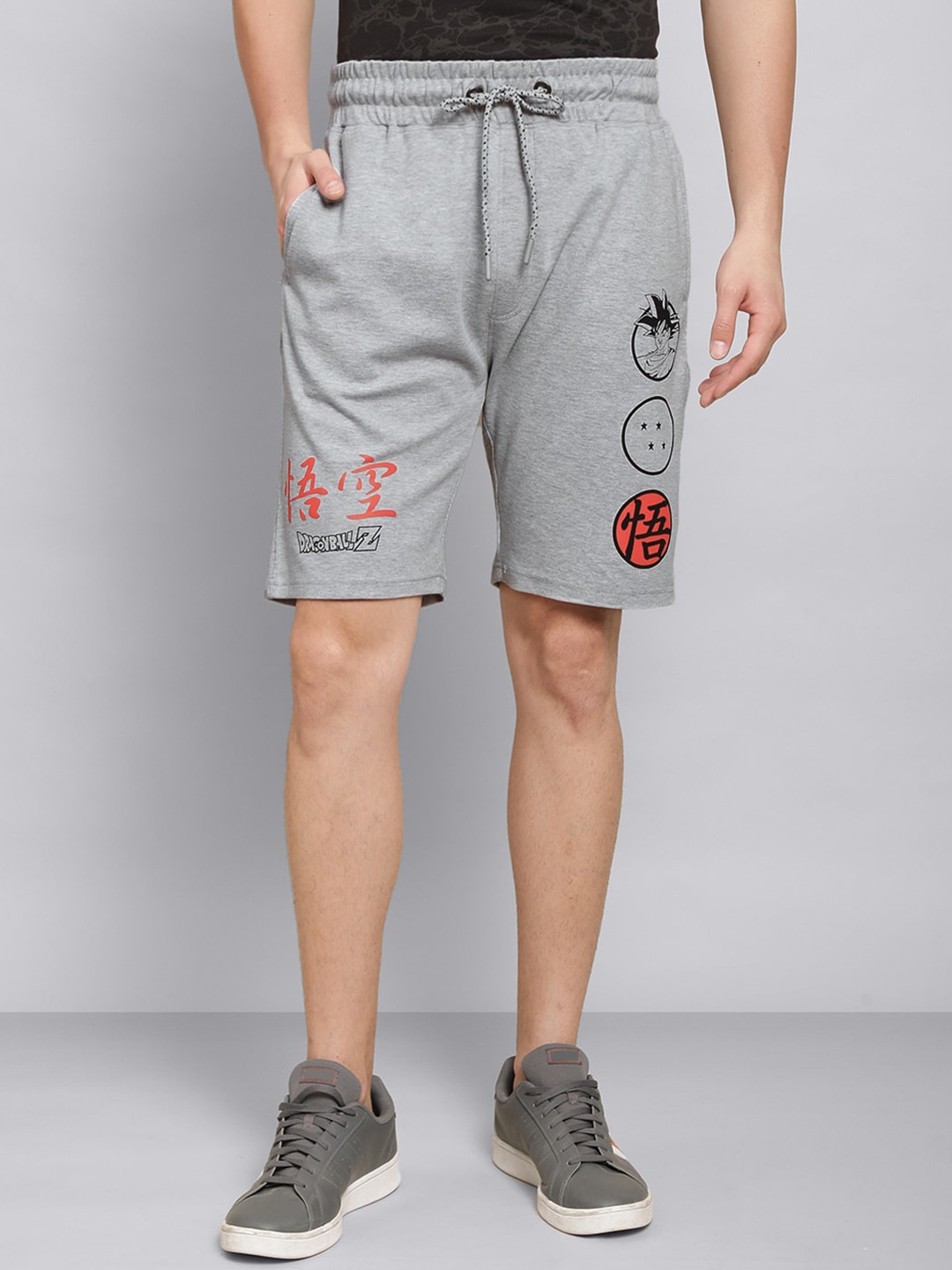 

Free Authority Men Dragon Ball Z Printed Mid-Rise Shorts, Grey