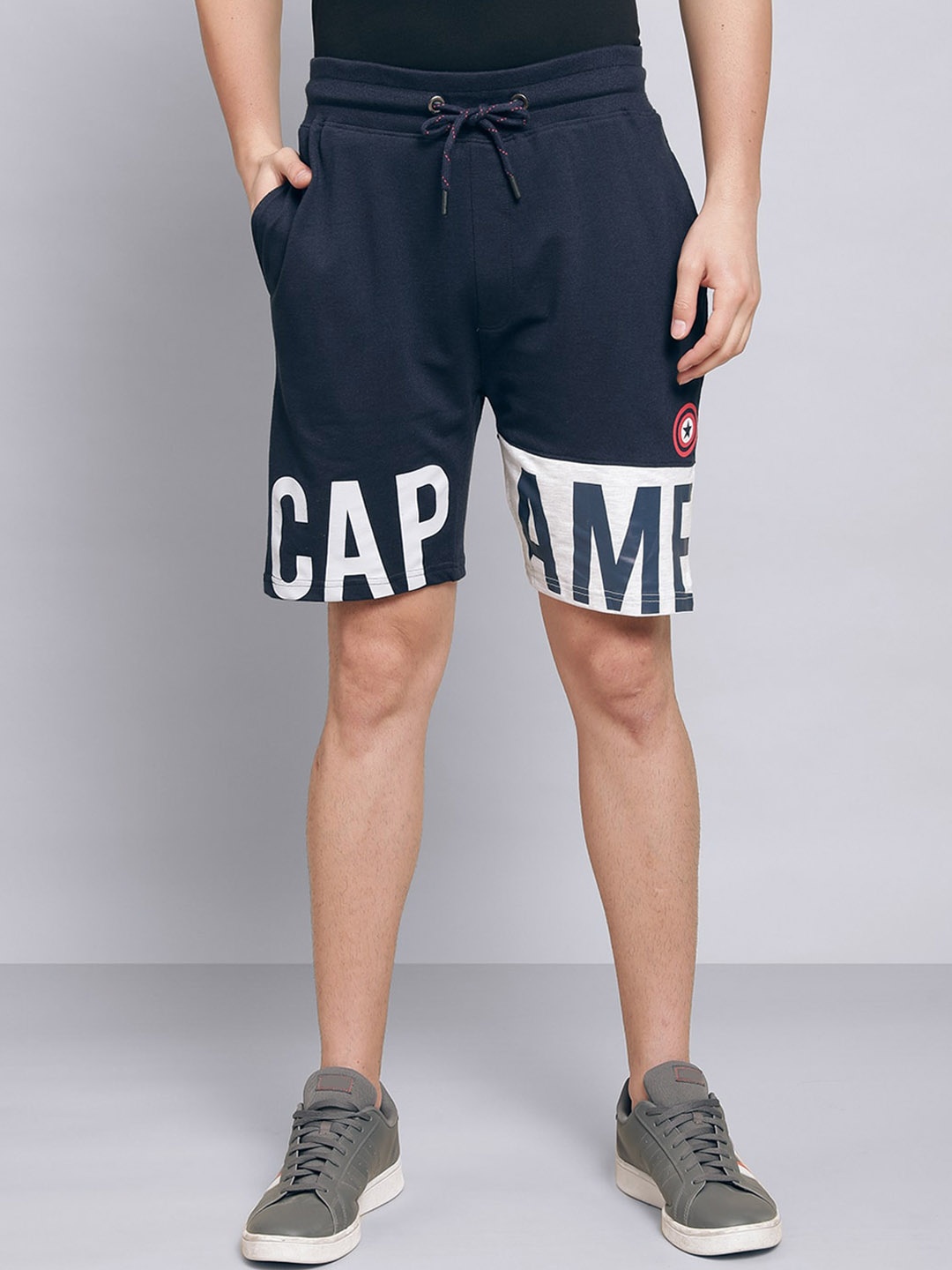 

Free Authority Men Captain America Printed Mid-Rise Shorts, Navy blue