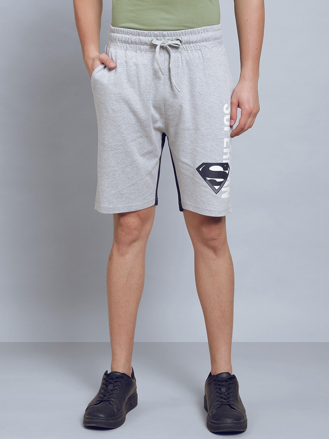 

Free Authority Men Superman Printed Mid-Rise Shorts, Grey
