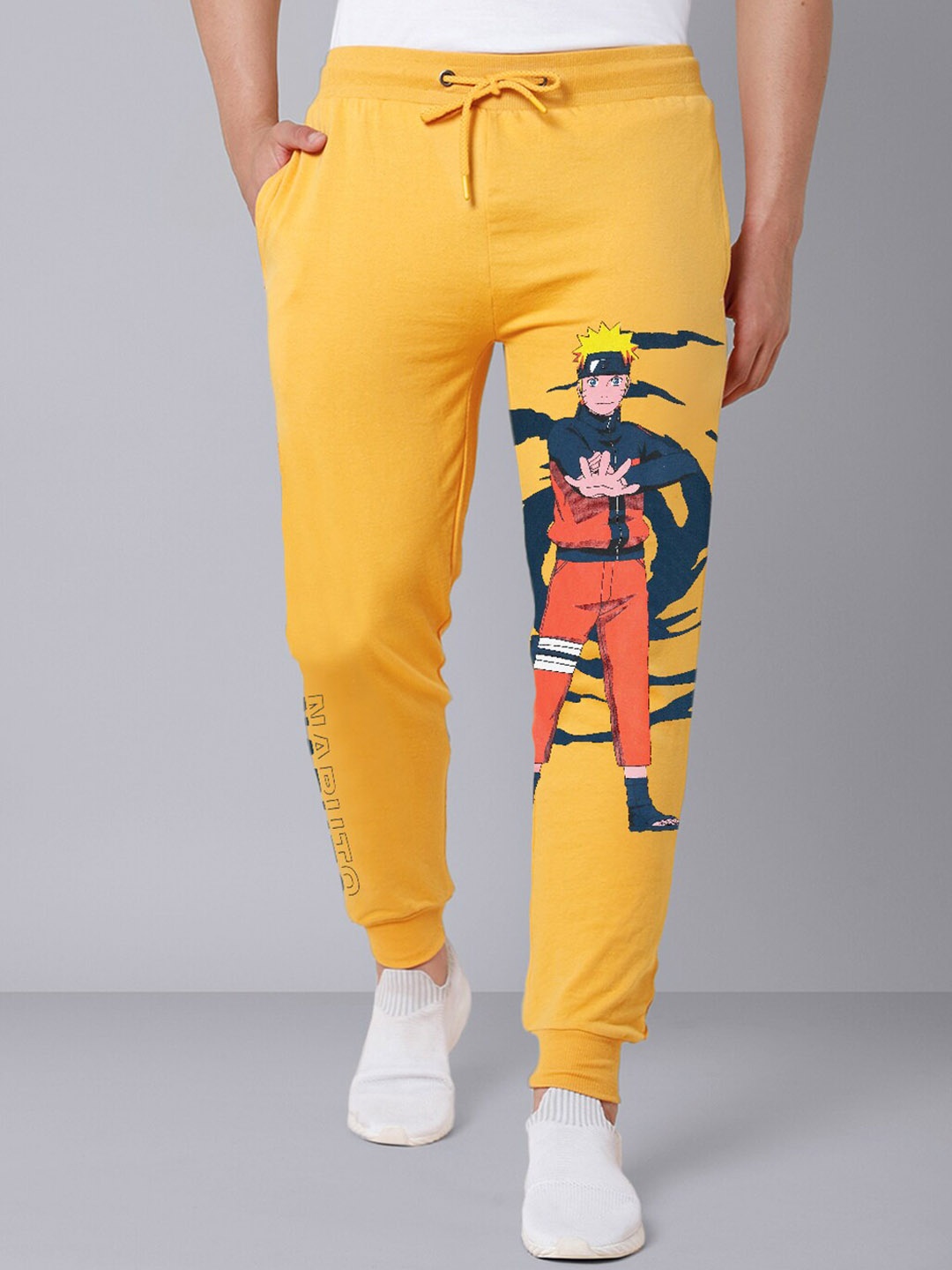 

Free Authority Men Naruto Printed Joggers, Yellow