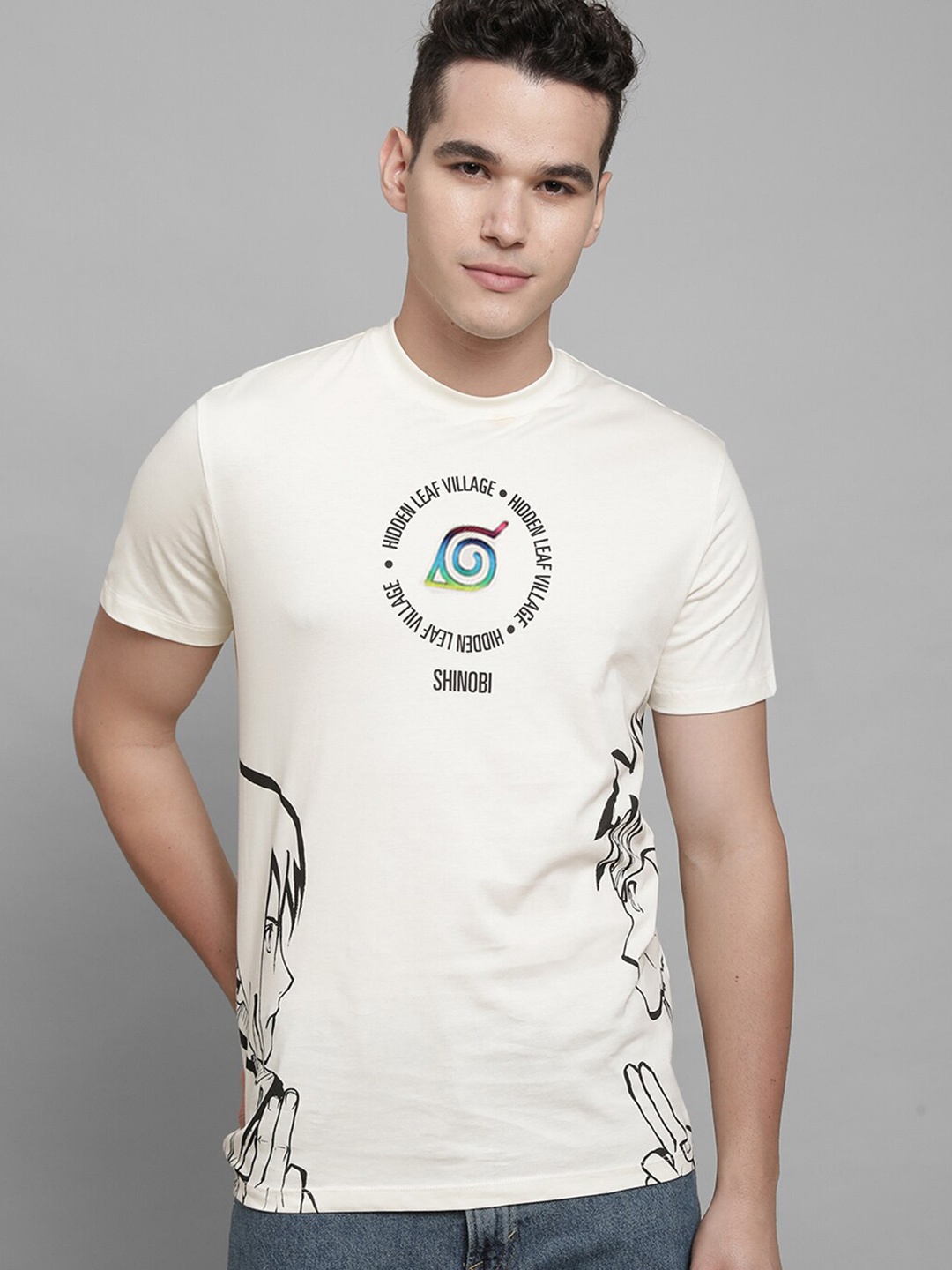 

Free Authority Naruto Printed Pure Cotton T-Shirt, Off white