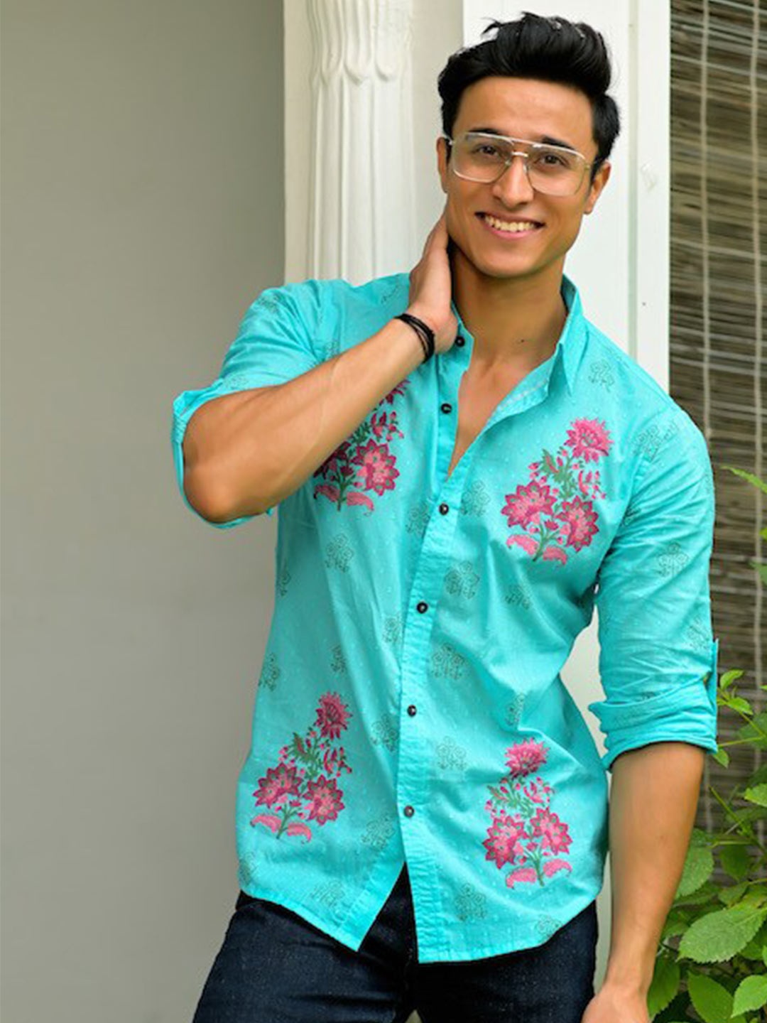 

Hatheli Floral Printed Cotton Casual Shirt, Blue
