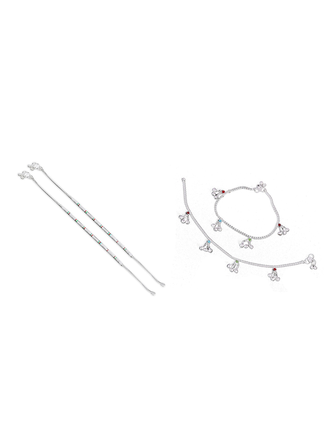 

RUHI COLLECTION Set Of 4 Silver-Plated Beaded Anklets