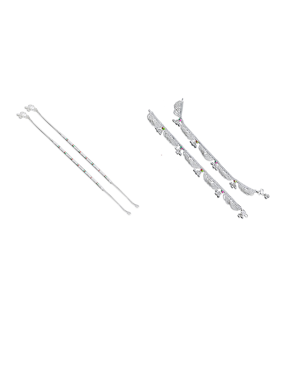 

RUHI COLLECTION Set Of 4 Silver-Plated Anklets