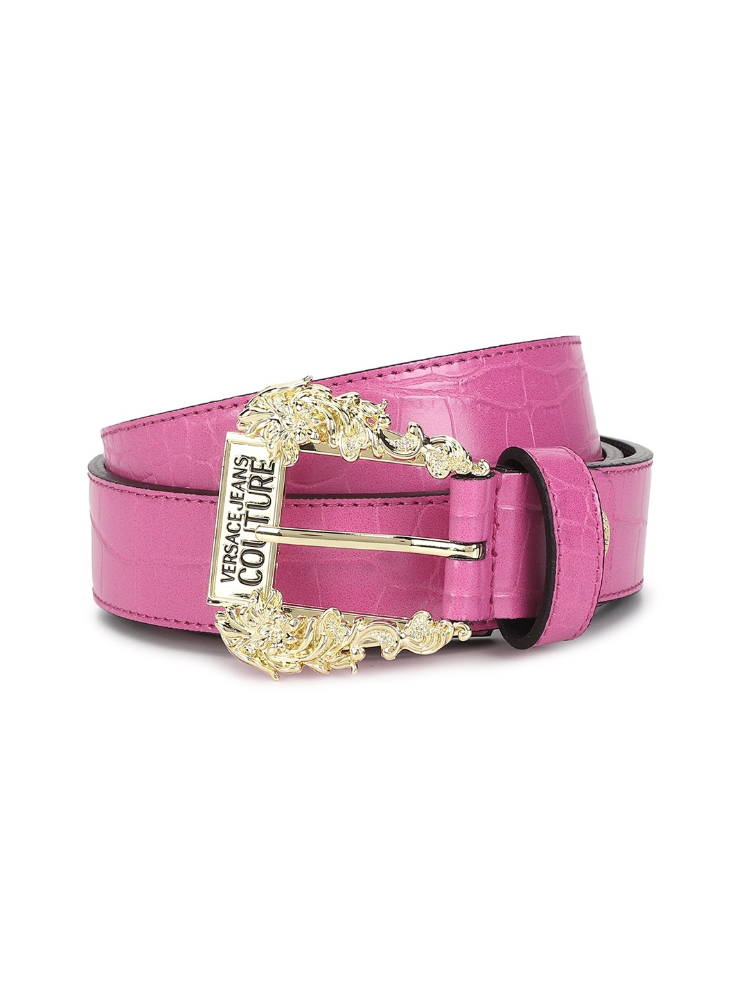 

Versace Jeans Couture Women Textured Leather Belt, Pink