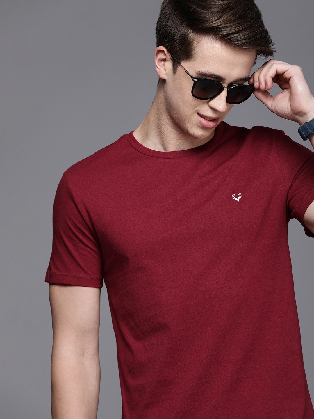 

Allen Solly Men Solid Regular Fit T-shirt, Maroon