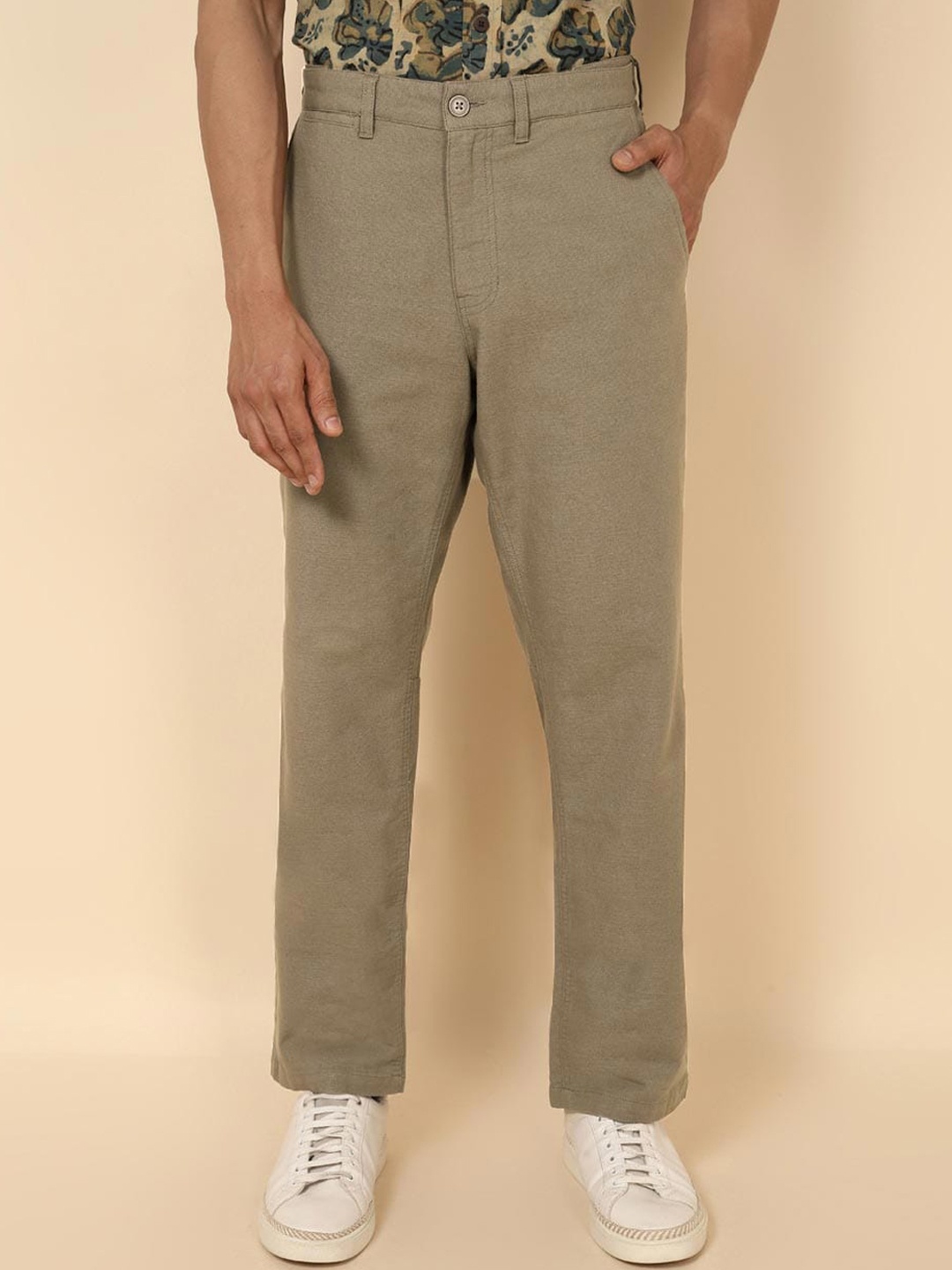 

Fabindia Men Mid-Rise Cotton Chinos, Beige