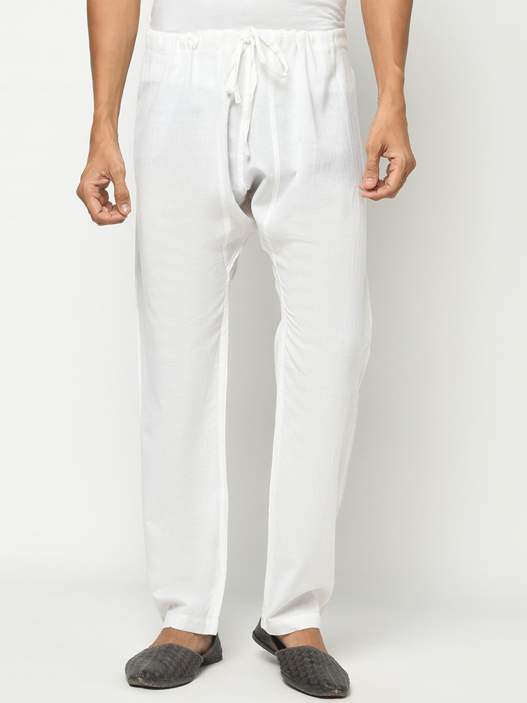 

Fabindia Men Solid Cotton Pyjamas, White