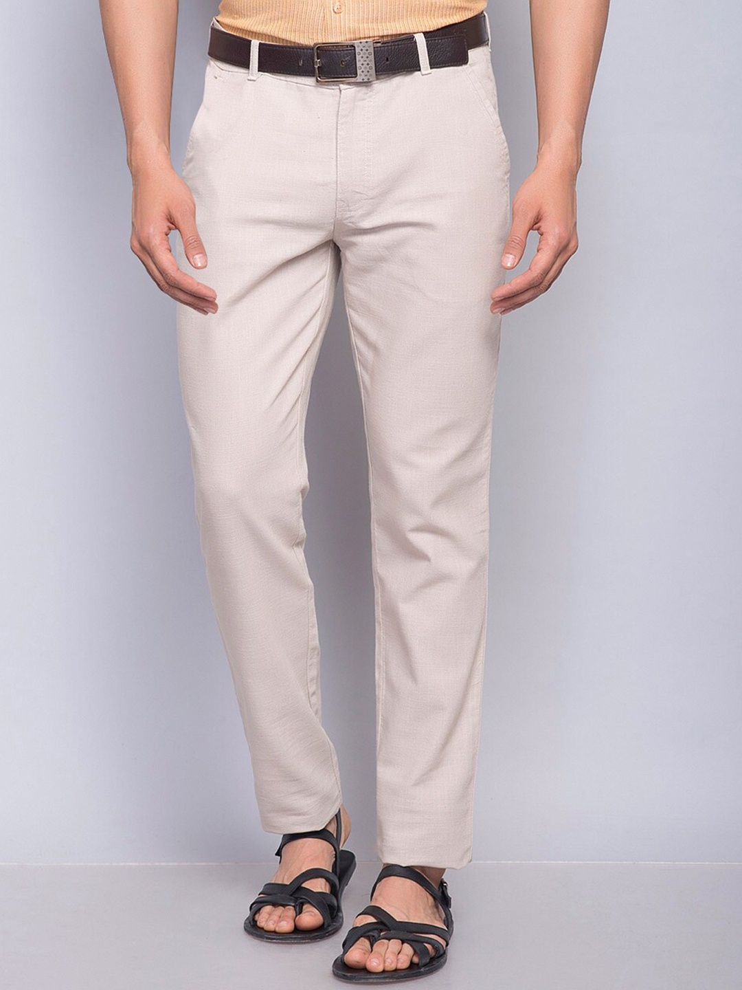 

Fabindia Men Mid-Rise Cotton Regular Trouser, Beige