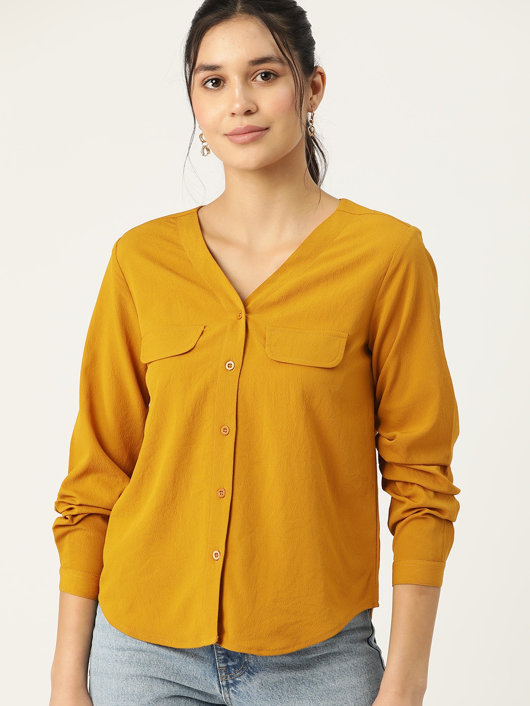 

DressBerry Solid Comfort Opaque Casual Shirt, Mustard