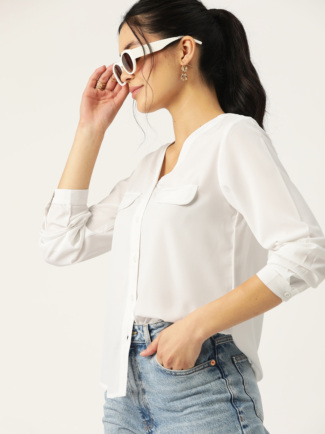 

DressBerry Women Solid Comfort Opaque Casual Shirt, White