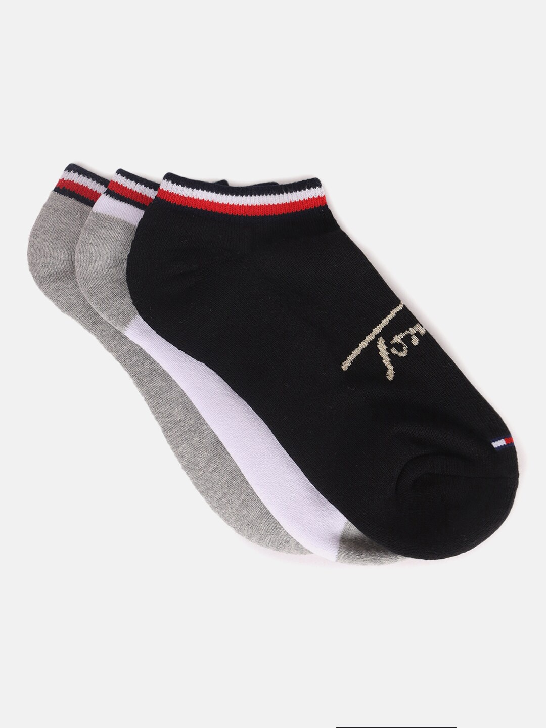 

Tommy Hilfiger Men Pack Of 3 Patterned Ankle-Length Socks, Black