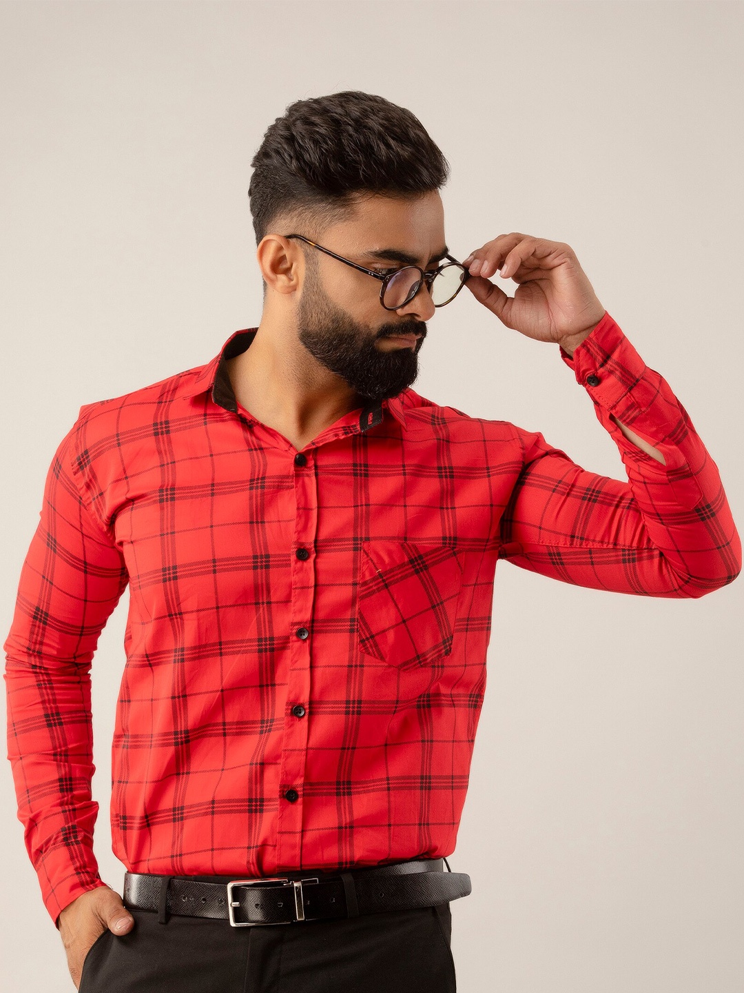 

SURHI Smart Tartan Checked Formal Shirt, Red