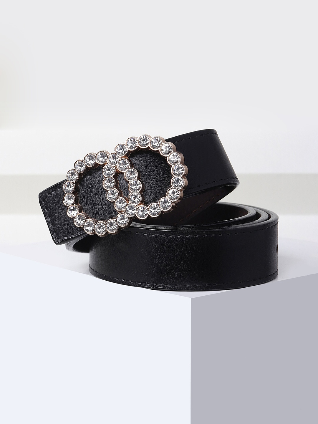 

DressBerry Women Push Pin Slim Belt, Black