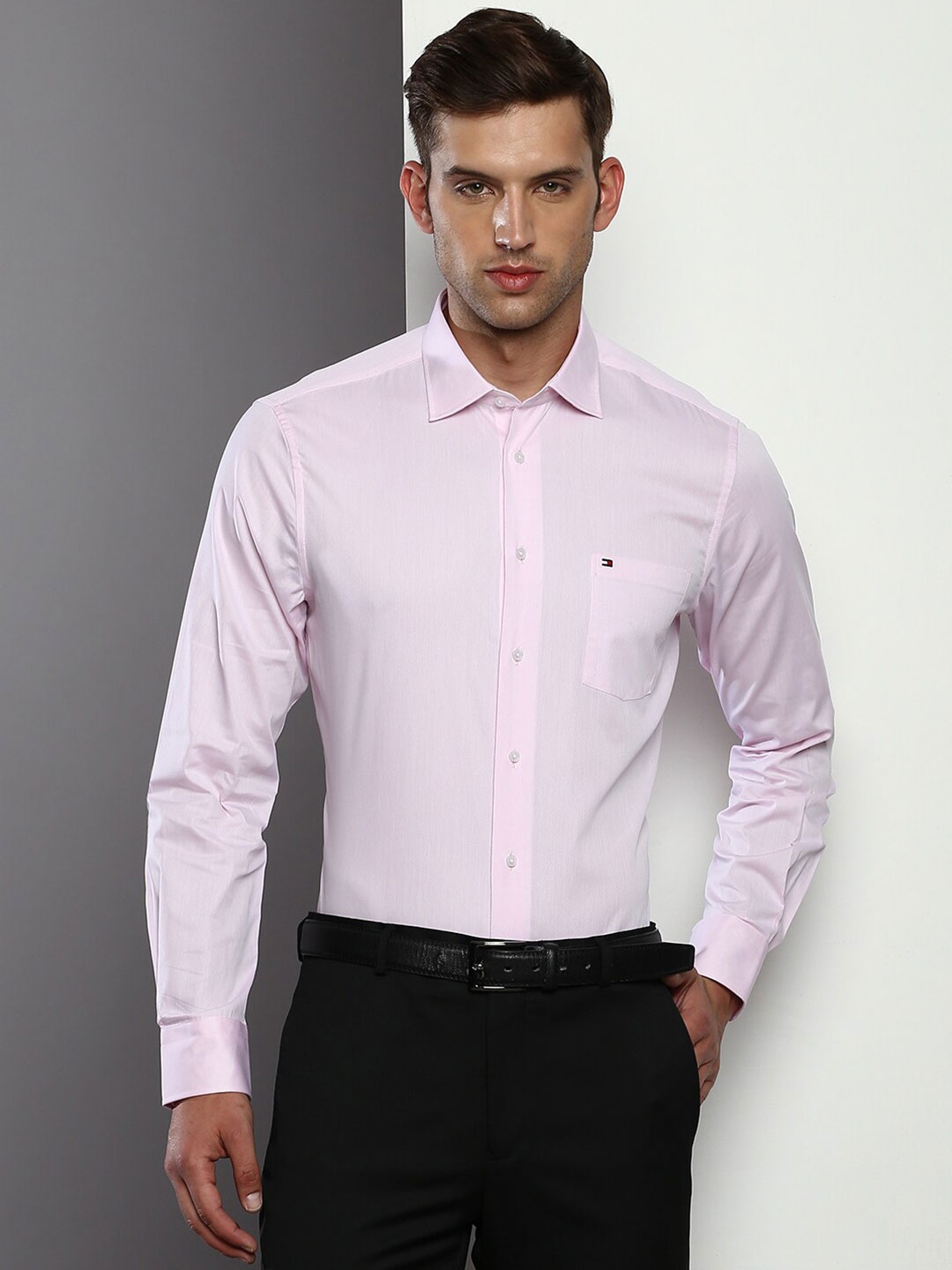 

Tommy Hilfiger Spread Collar Pure Cotton Formal Shirt, Pink