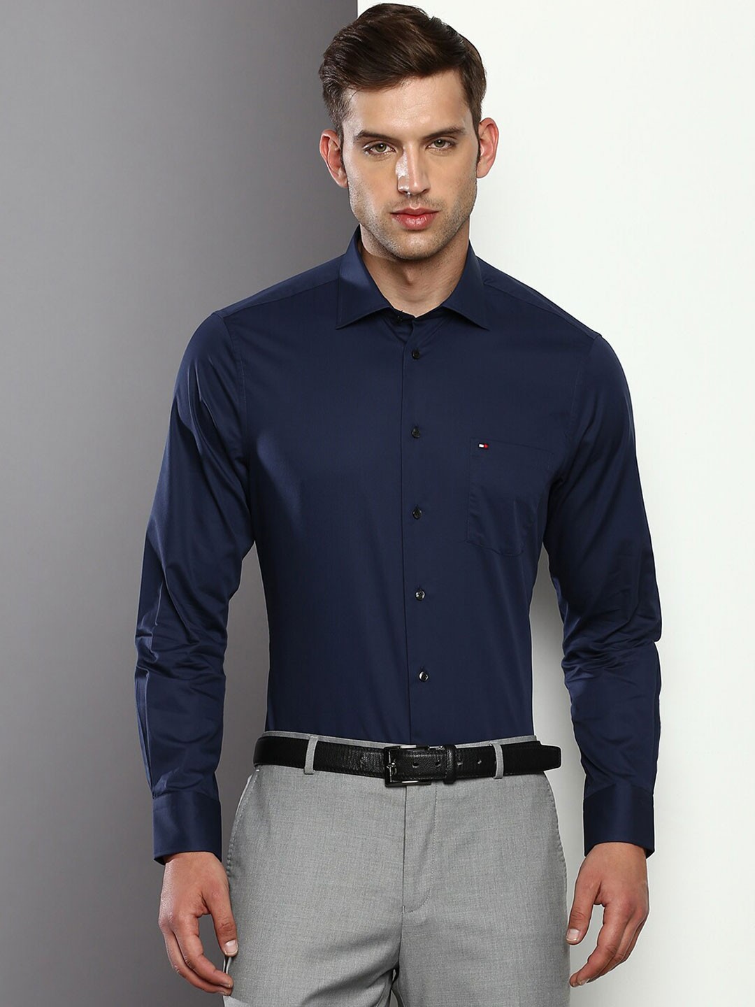 

Tommy Hilfiger Spread Collar Pure Cotton Formal Shirt, Navy blue