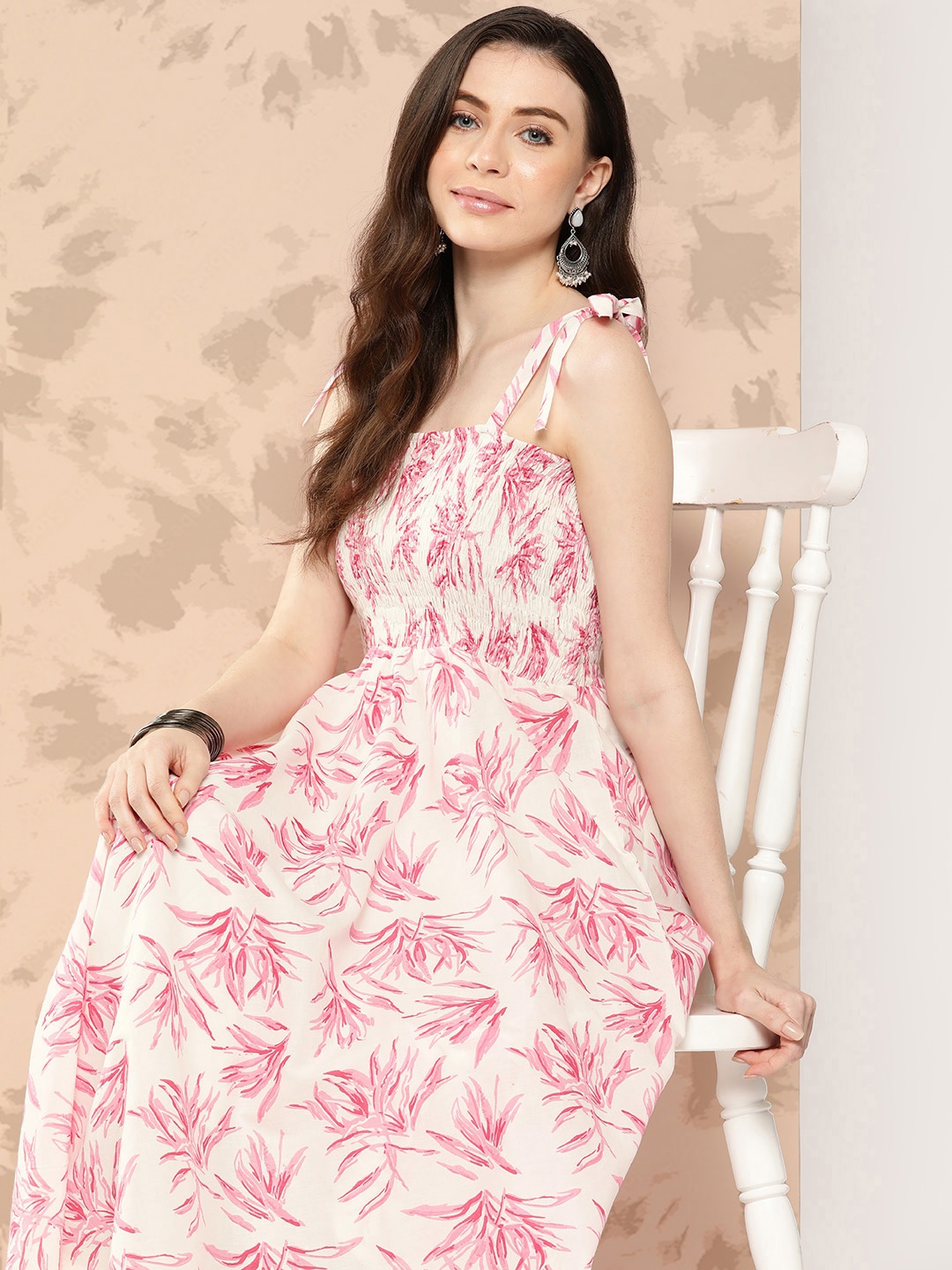 

KALINI Floral Printed White Romance Kurta