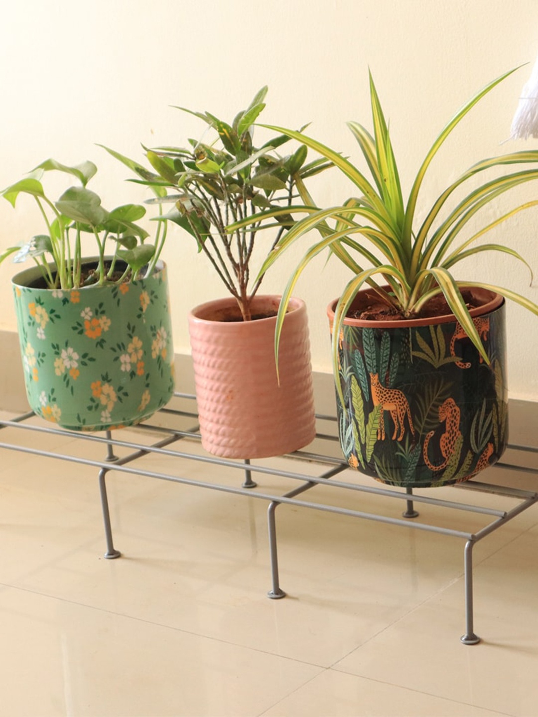 

TRUSTBASKET Off-White 4-Pieces Rectangular Indigo Metal Planter Stands