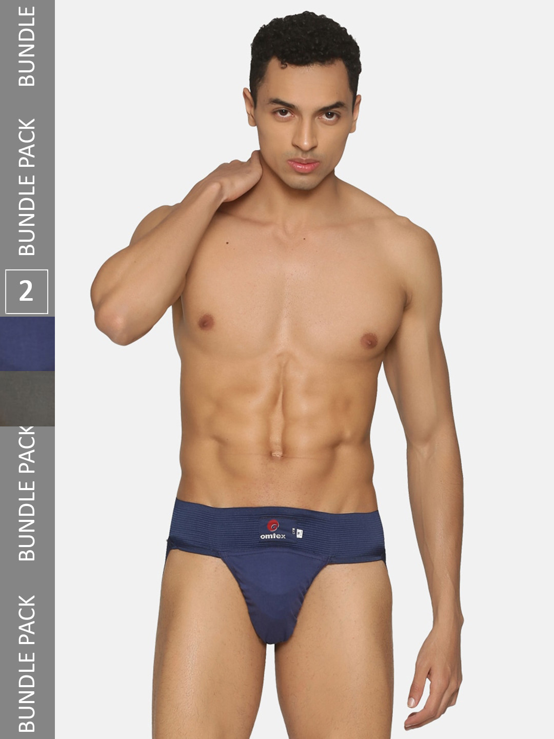

Omtex Men Pack Of 2 Cotton Basic Briefs, Navy blue
