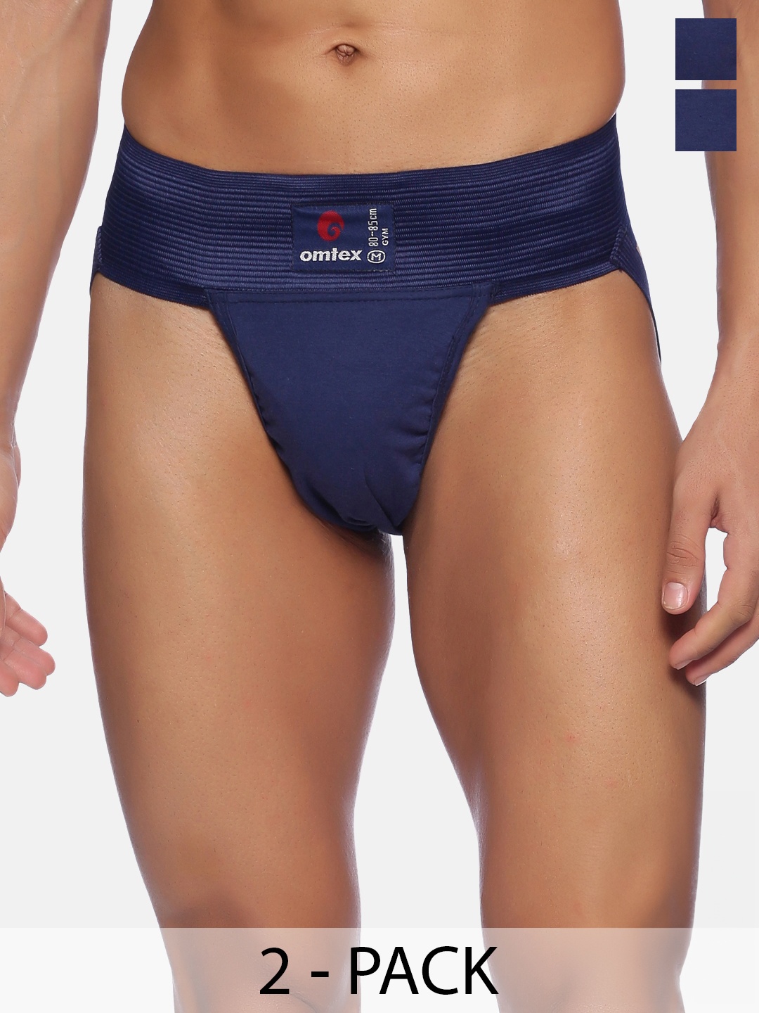 

Omtex Men Pack Of 2 Cotton Basic Briefs, Navy blue