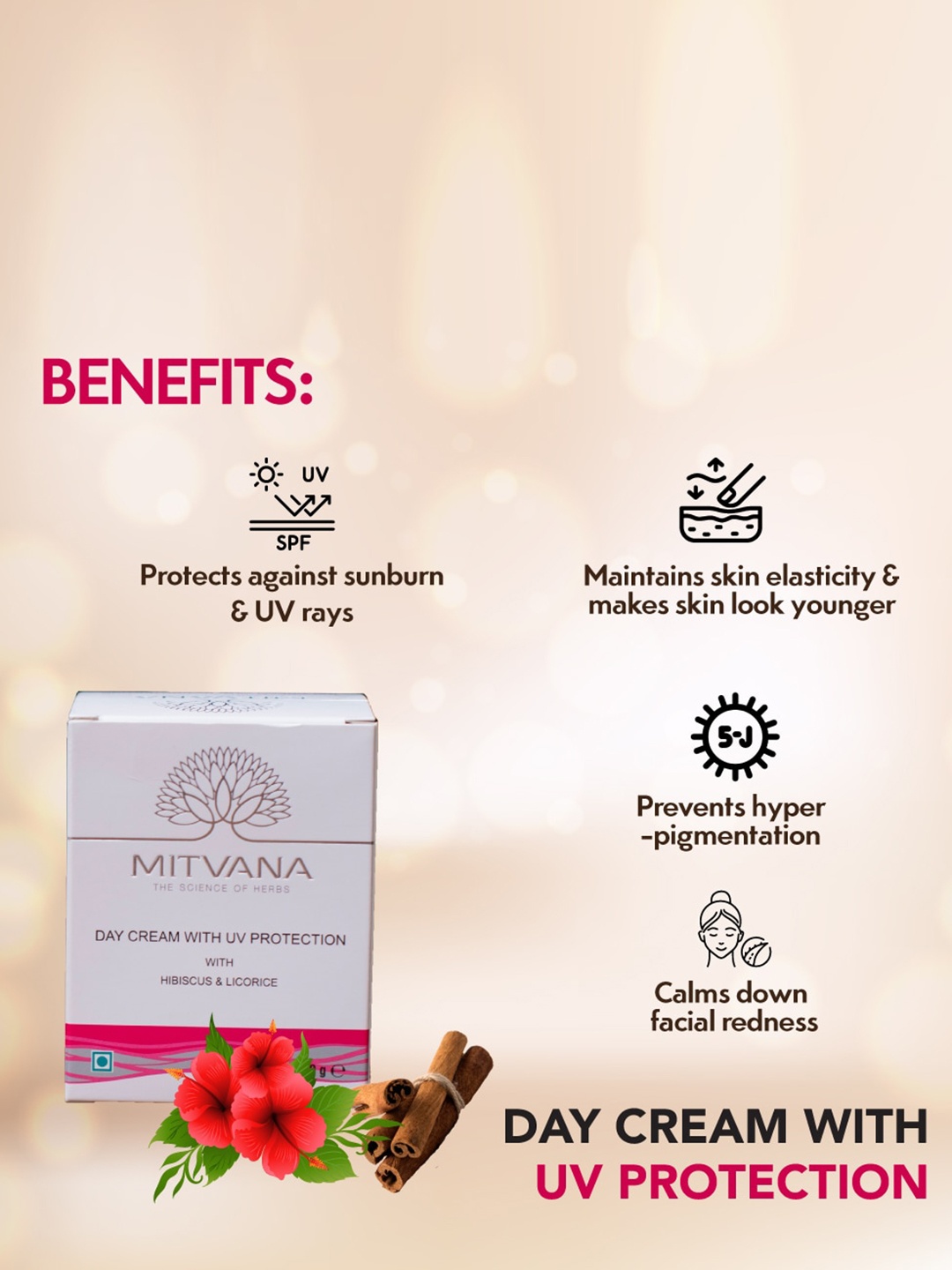 

MITVANA Day Cream With UV Protection - 100gm, White