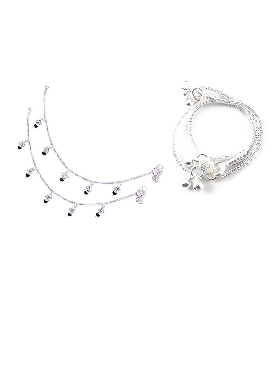 

RUHI COLLECTION Set Of 4 Silver-Plated & Beaded Anklets